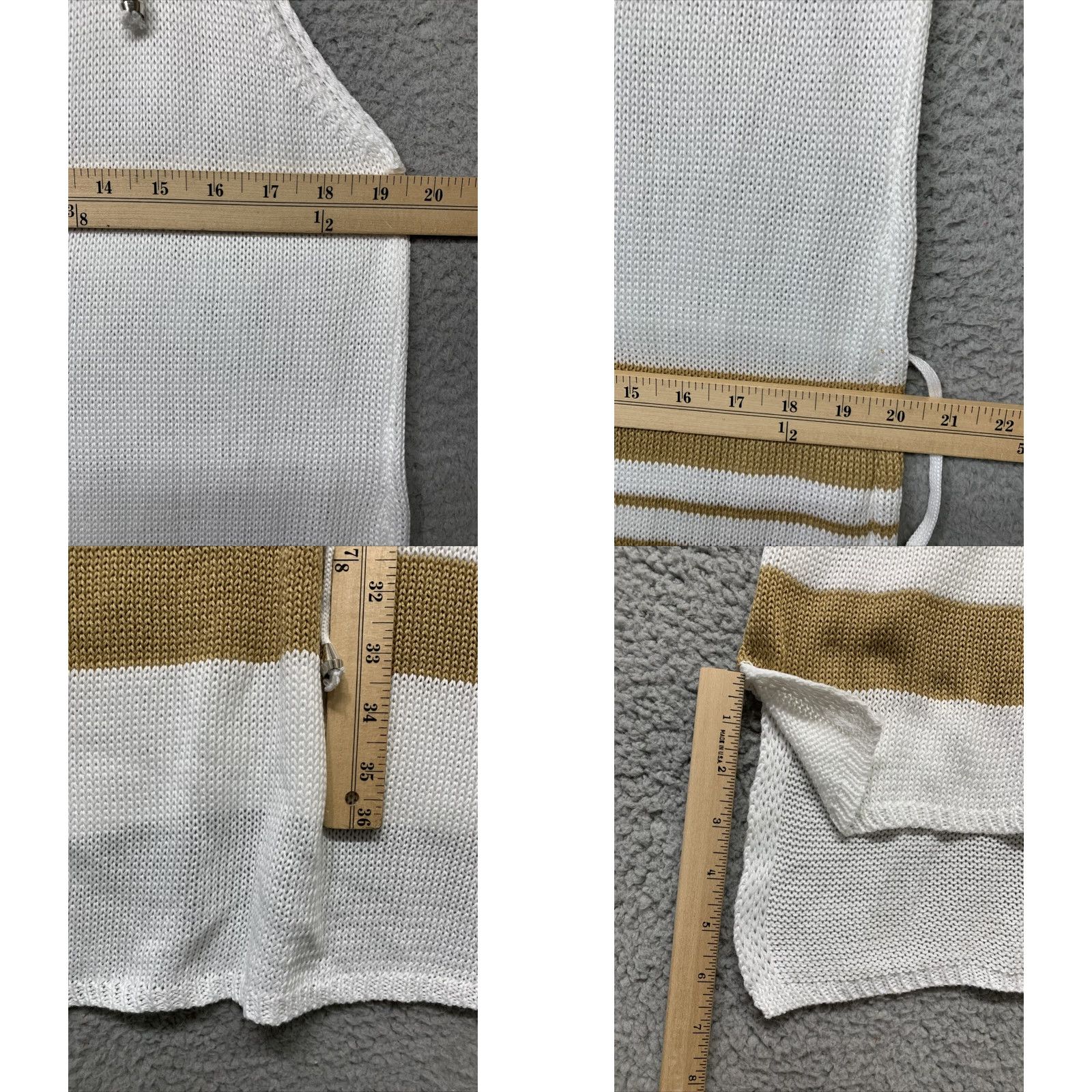 Vintage Kiana Tank Top Knitted Dress XL Khaki White Stripe Tie-Waist Blouson Dress Size XL / US 12-14 / IT 48-50 - 8 Thumbnail