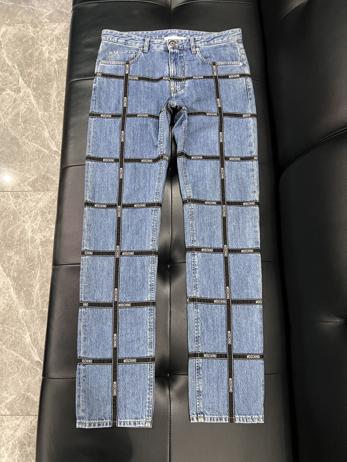 Moschino Moschino by Jeremy Scott SS15 Runway Logo Tape Panel Jeans Size US 32 / EU 48 - 1 Thumbnail