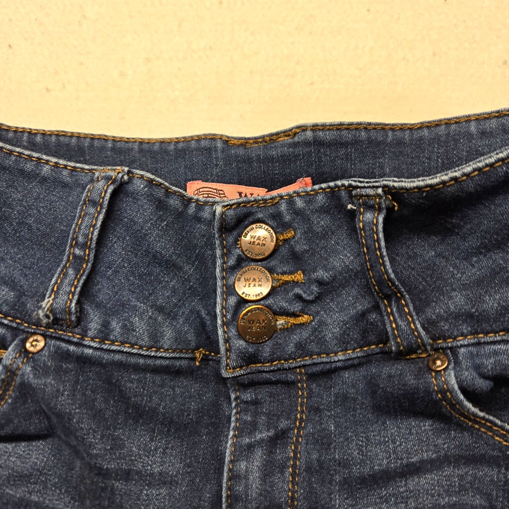 Vintage Wax Jeans Butt I Love You Blue Ultra High Waist Adult Women's 5 Jeans Skinny Love 90s Womens Size 27" / US 4 / IT 40 - 3 Thumbnail