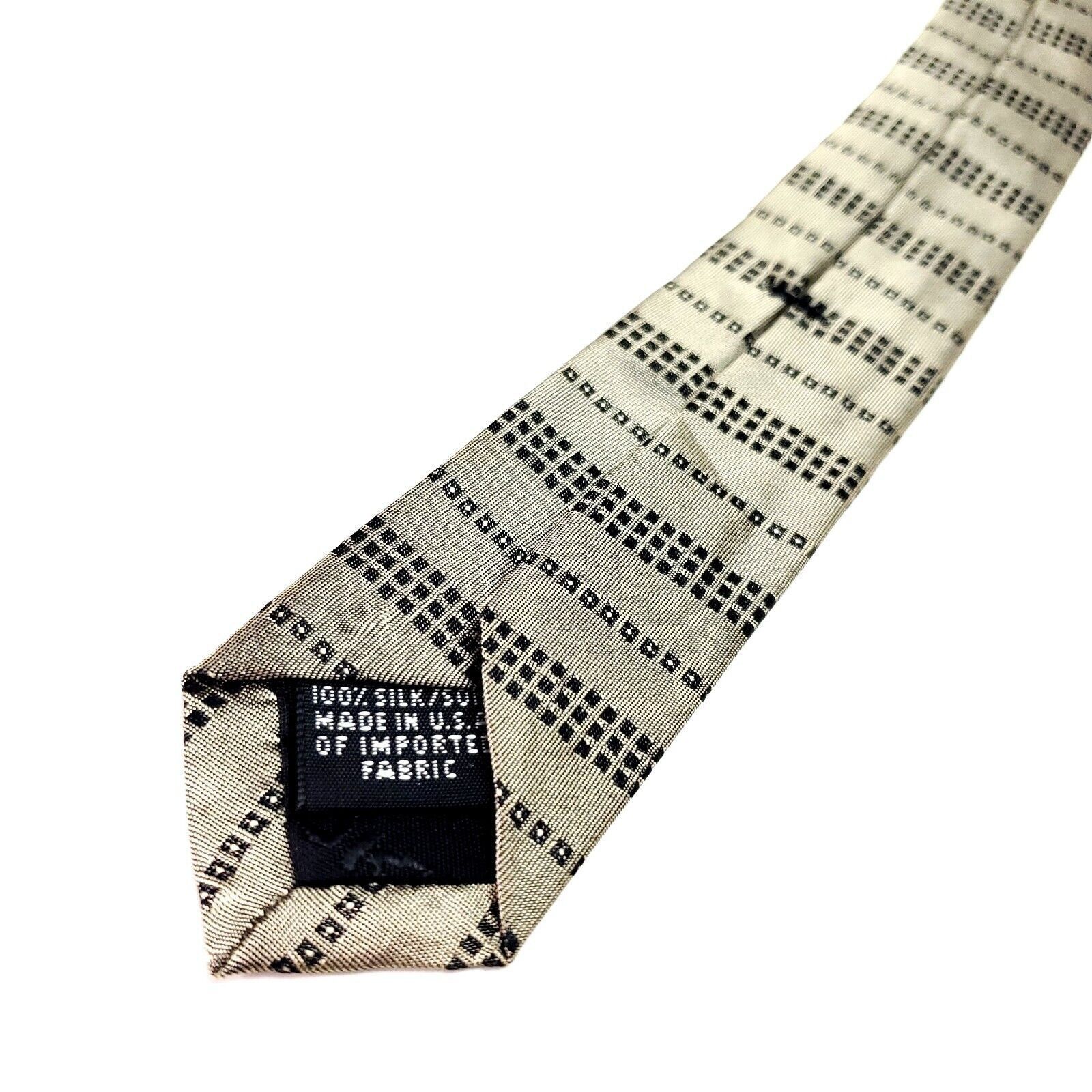 DKNY DKNY Silk Tie Tan Black Abstract Side Striped Short Wide Size ONE SIZE - 5 Thumbnail