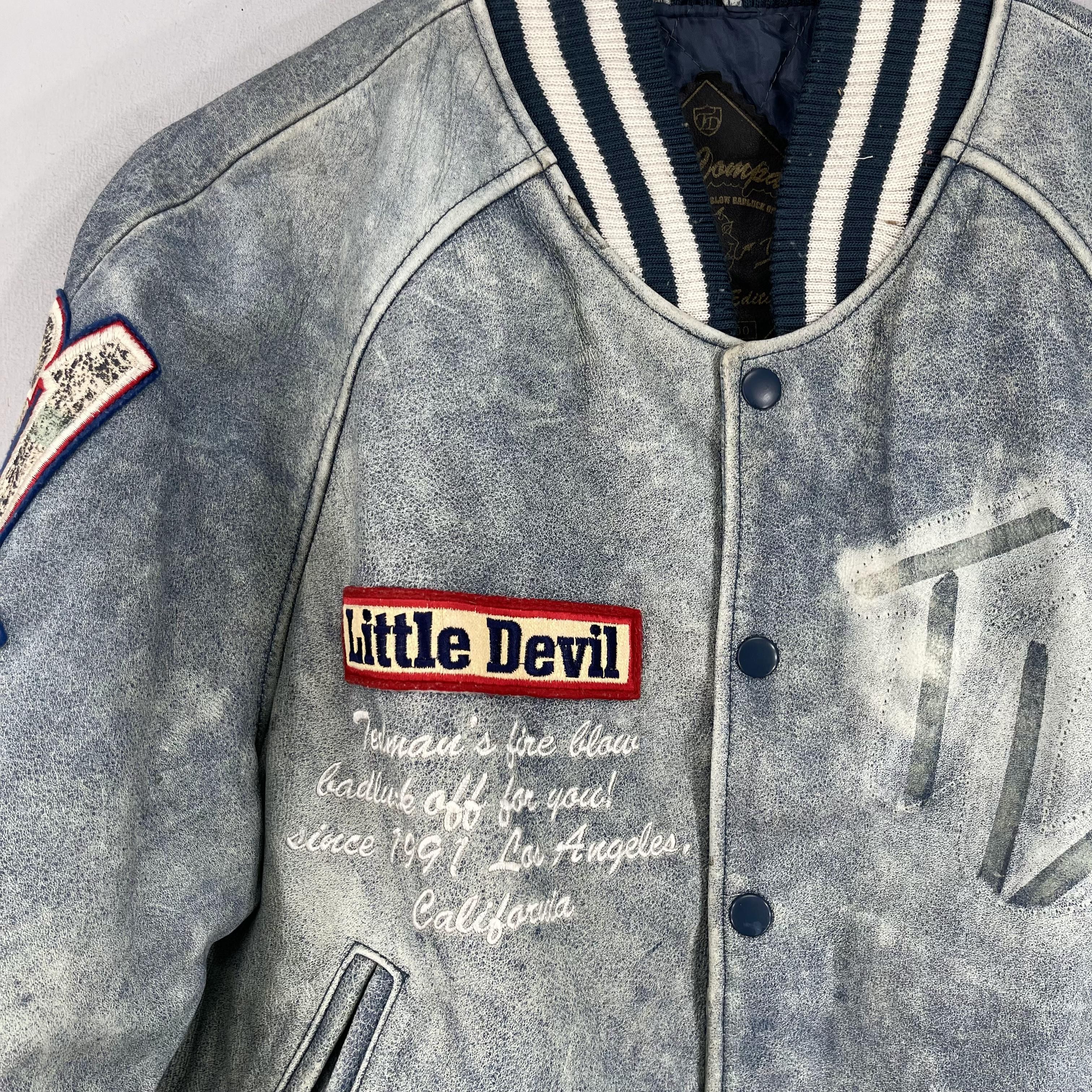 Tedman × Vintage Vintage 90s TEDMAN Little Devil Usaf Varsity Leather Jacket Size US M / EU 48-50 / 2 - 2 Thumbnail