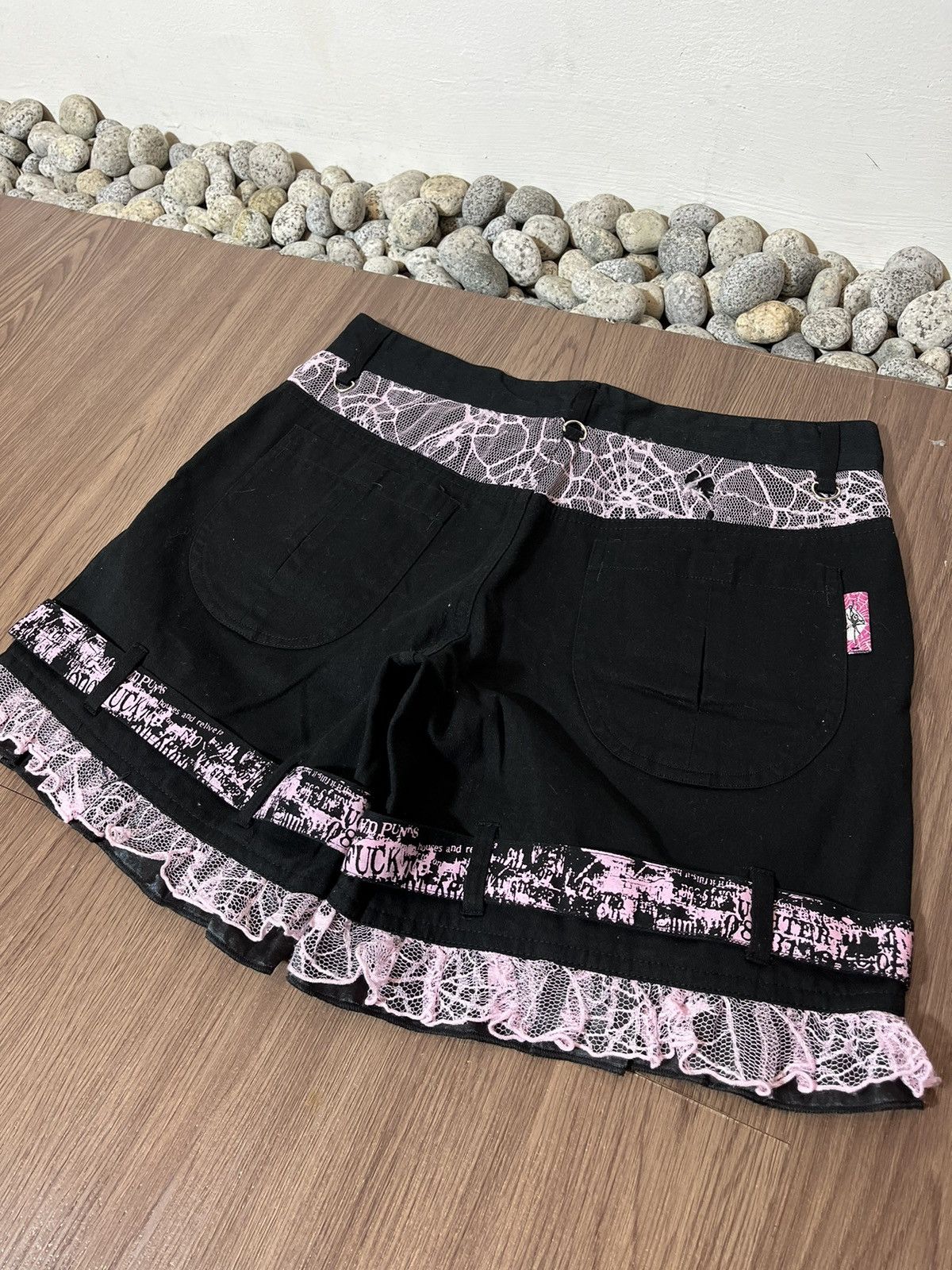 Beauty Beast × Japanese Brand × Seditionaries Mad Punks poem pink strap brocade Y2K short pant Size 31" - 5 Thumbnail