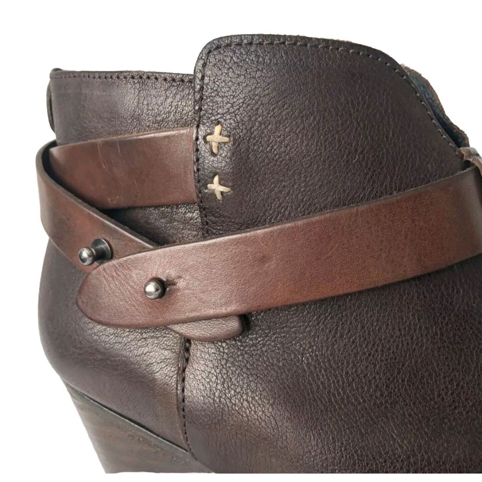 Rag & Bone Size Harrow Ankle Booties Brown Strap,Block Heel