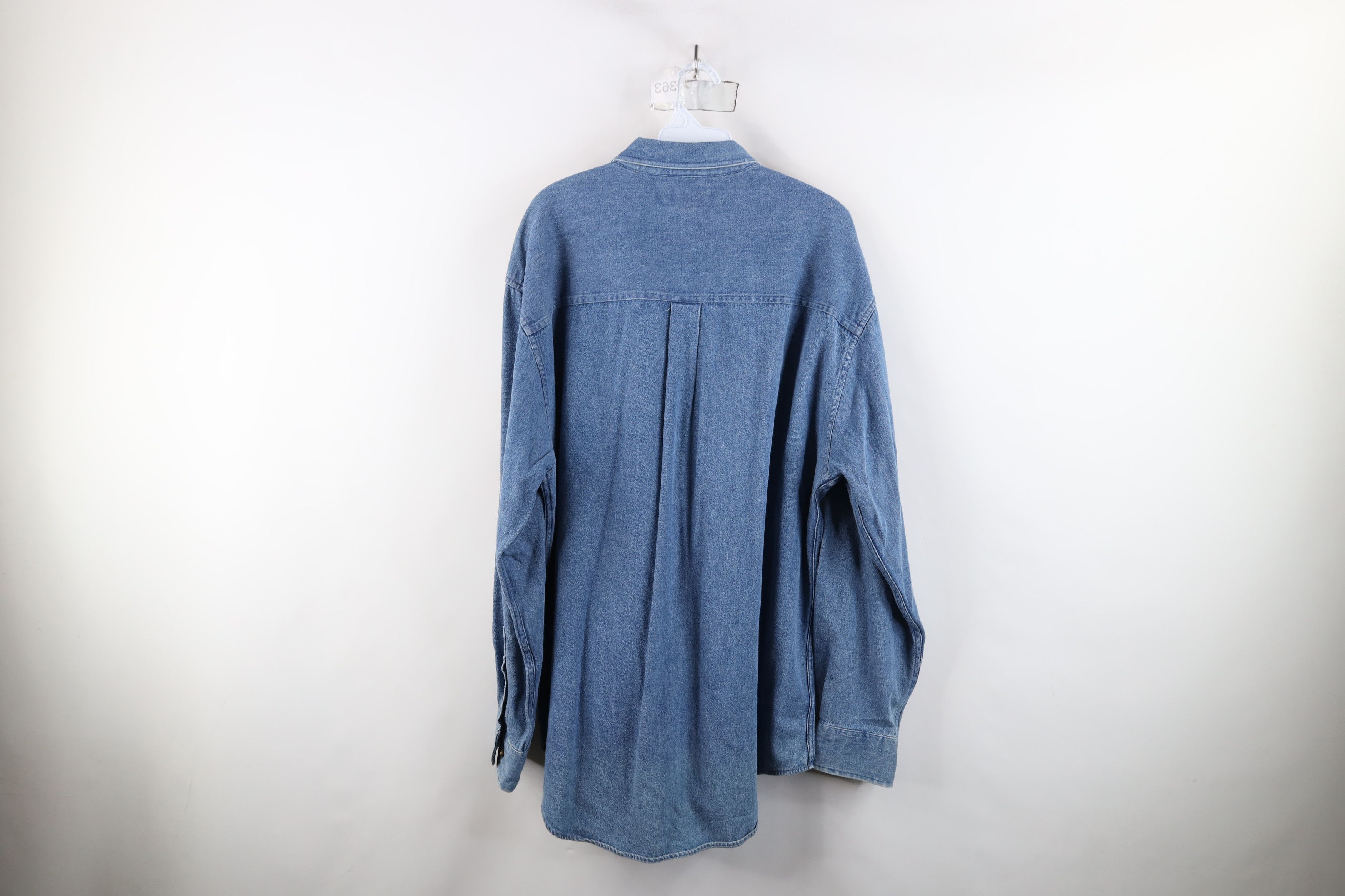 Vintage Vintage 90s Streetwear Collared Denim Jean Button Down Shirt Size US L / EU 52-54 / 3 - 12 Thumbnail