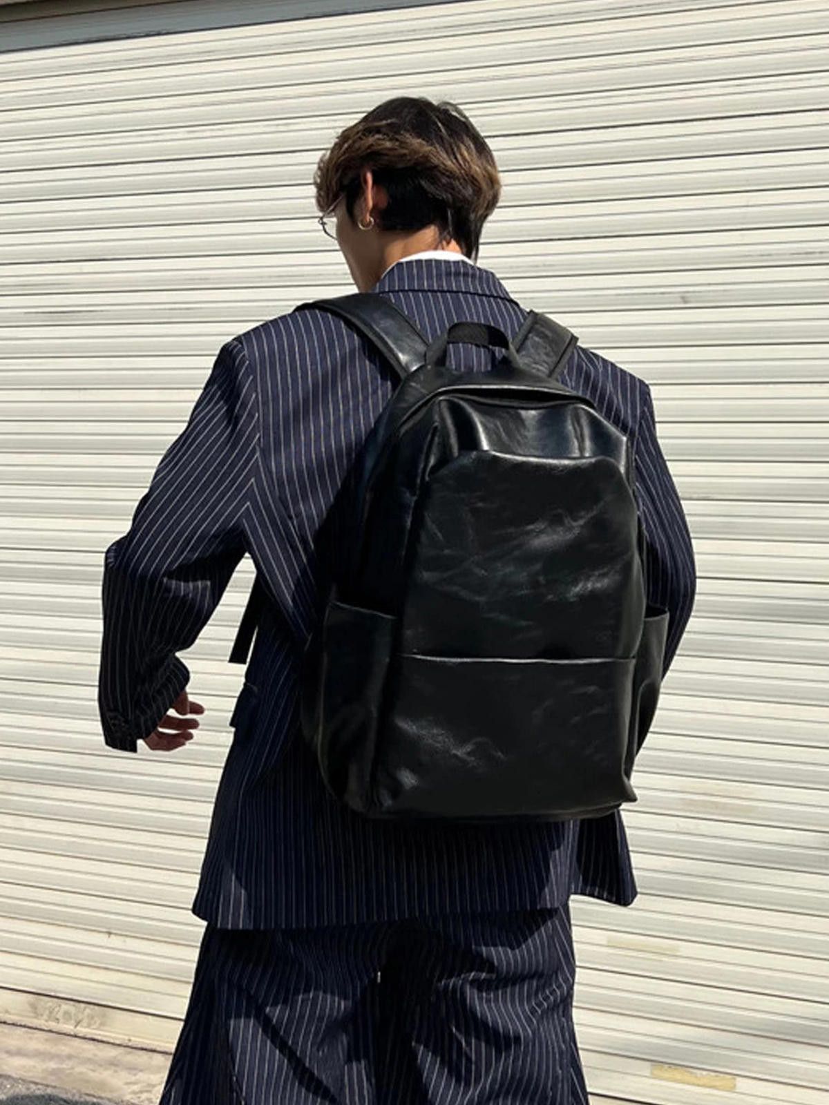 Leather Large Capacity PU Backpack Size ONE SIZE - 4 Thumbnail
