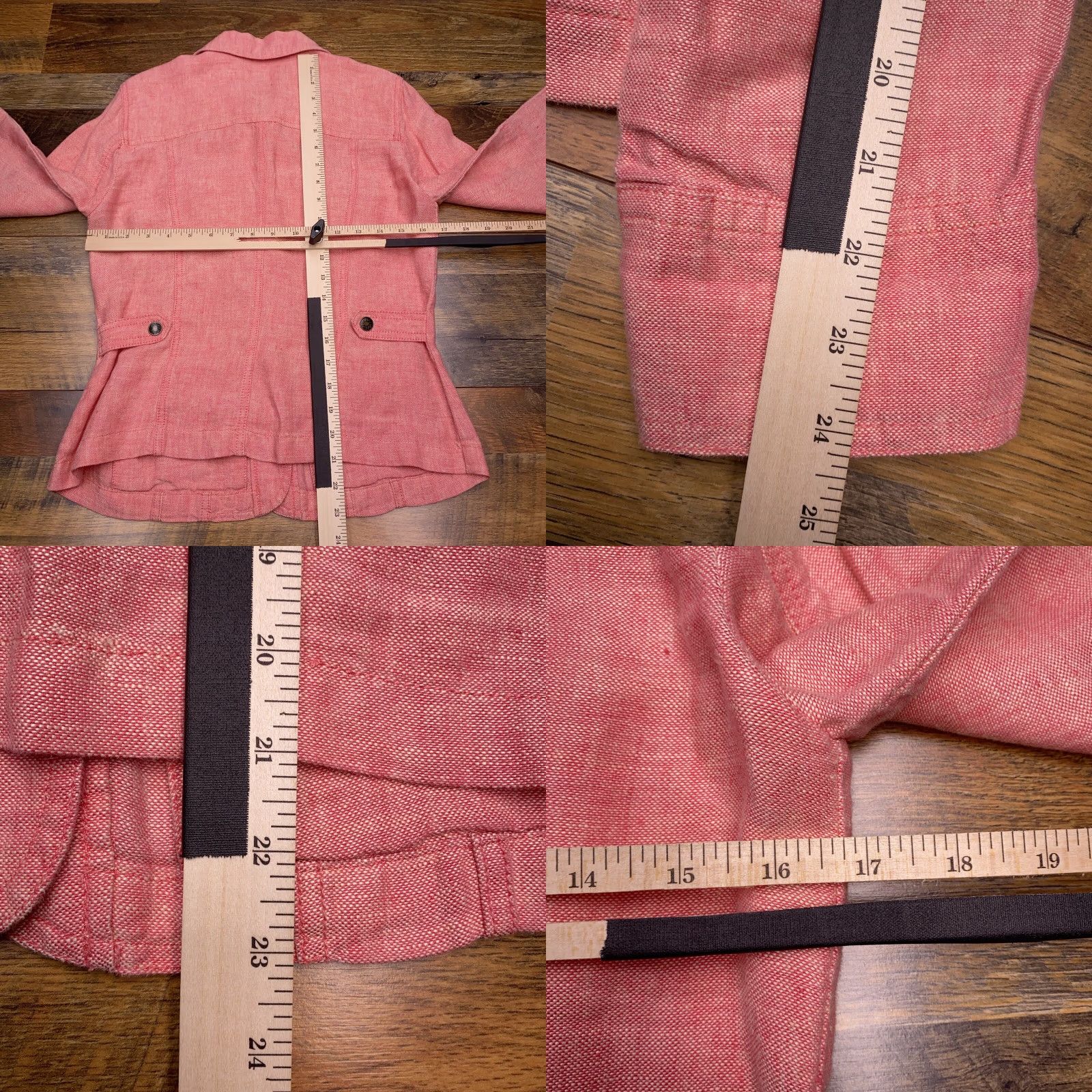 J. Jill J. Jill Jacket Shacket Denim Linen 2XS Red Women Regular Long Sleeve Button Pockets Modern Vintage? Size XXS / US 00 / IT 34 - 9 Thumbnail