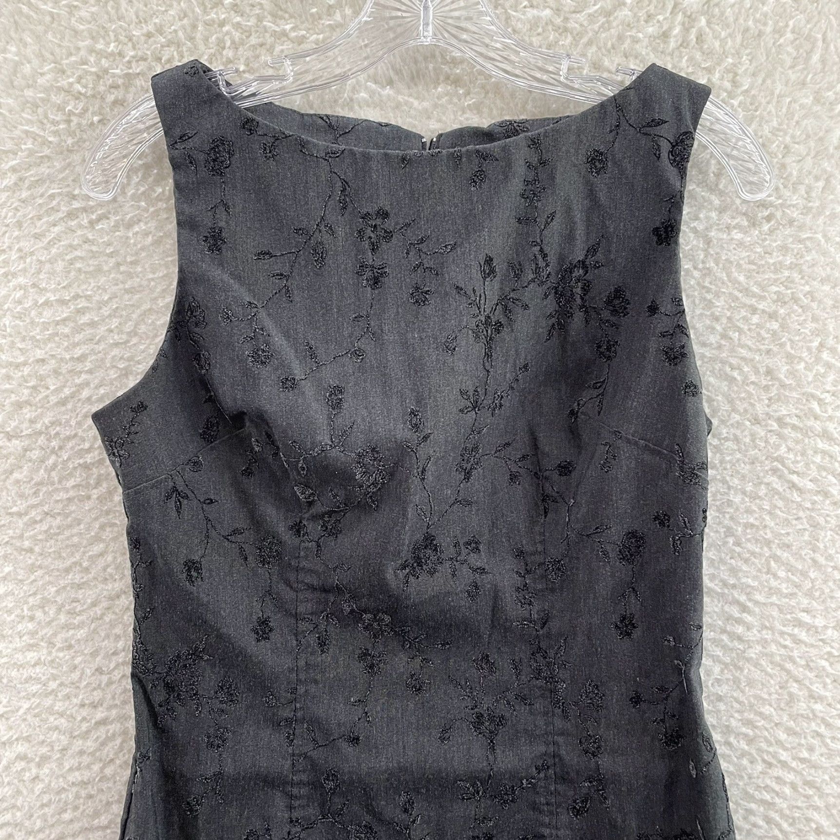 XOXO VINTAGE 90s Y2K XOXO Dress Sheath Midi Grey Floral High Neck Cocktail Women M Size M / US 6-8 / IT 42-44 - 3 Thumbnail