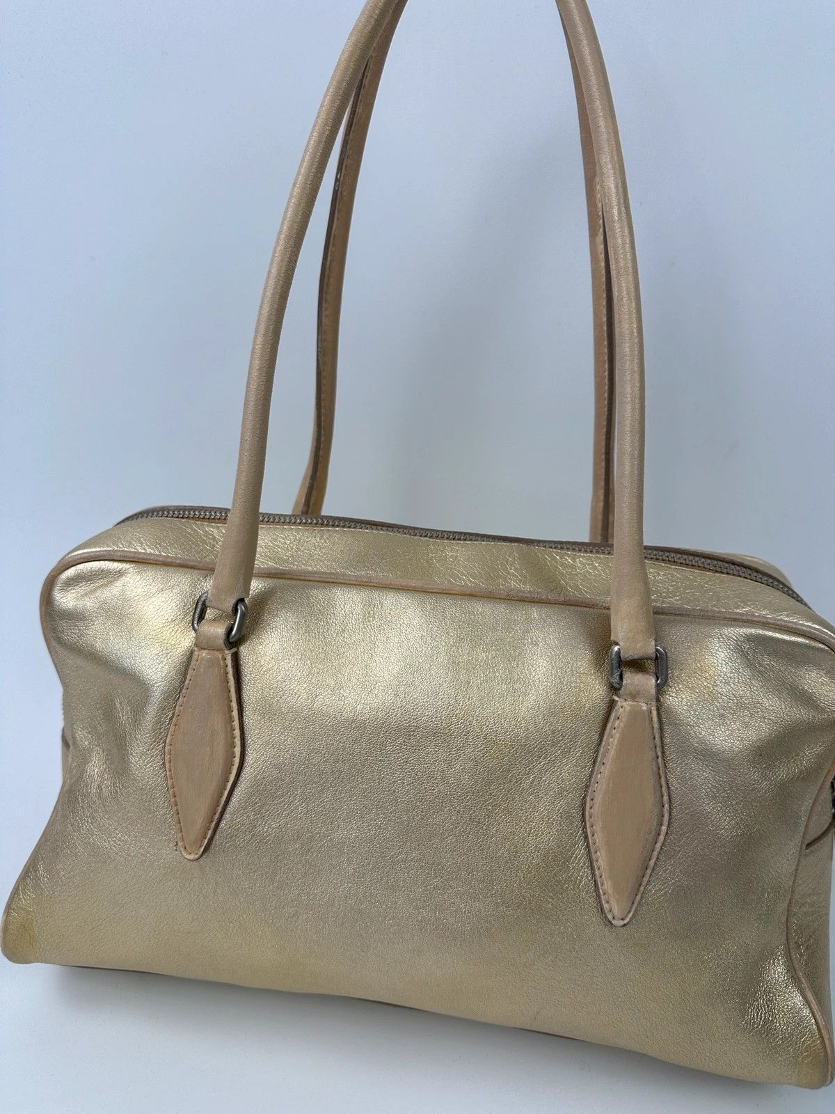 Miu Miu Miu Miu 90’s Gold Leather Shiny Boston Handbag ShoulderBag Size ONE SIZE - 10 Thumbnail