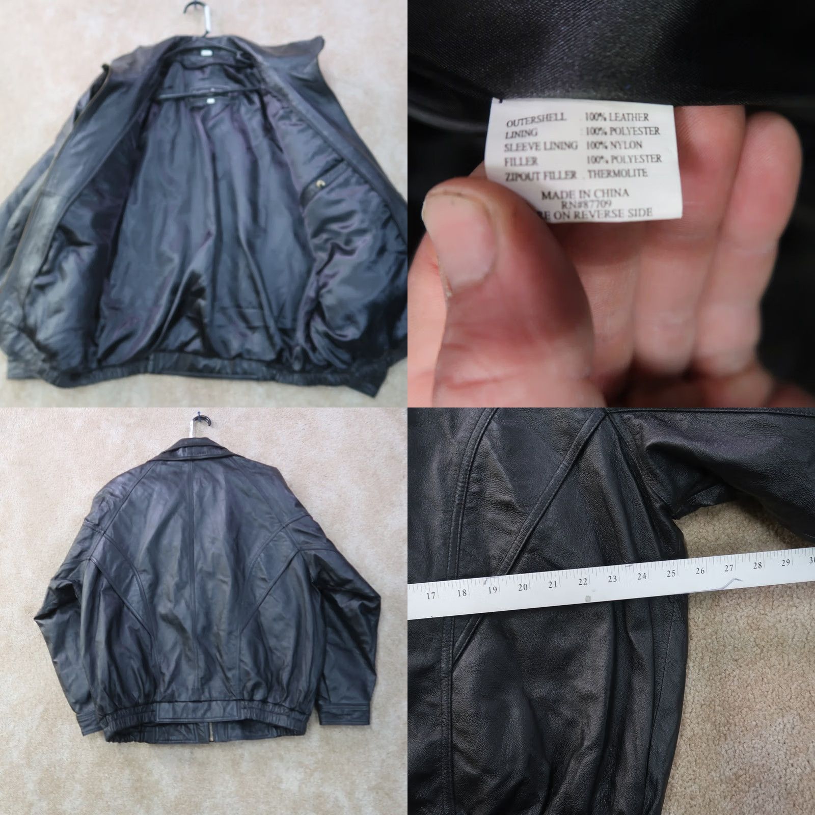 Vintage VINTAGE Motorcycle Leather Jacket Men's XL Black Bomber Coat Lined Insulated Size US XL / EU 56 / 4 - 8 Thumbnail