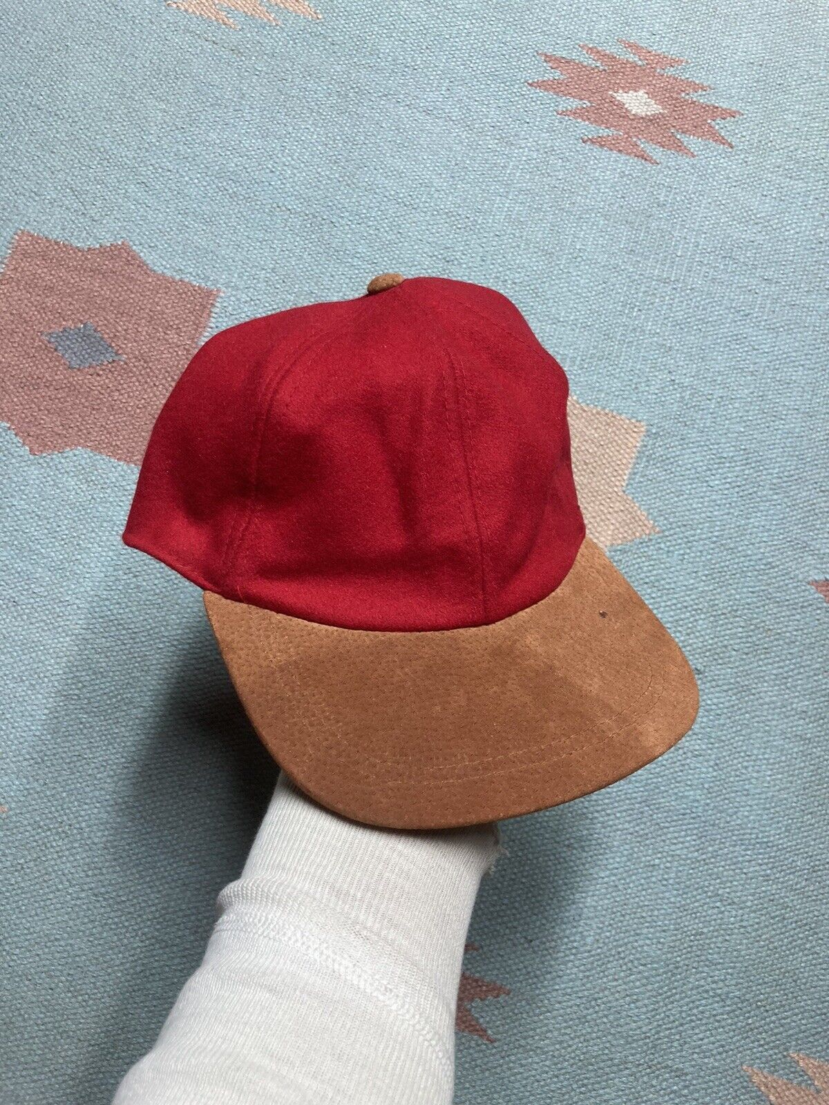 Vintage VTG wool baseball hat leather suede bill OSFA crimson Size ONE SIZE - 1 Thumbnail