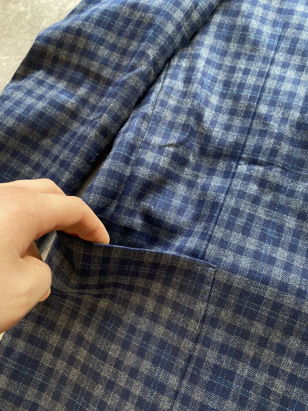 Designer Rare Linea Sartoriale Milano Check Thick Flannel Wool Blazer Size 52R - 10 Thumbnail