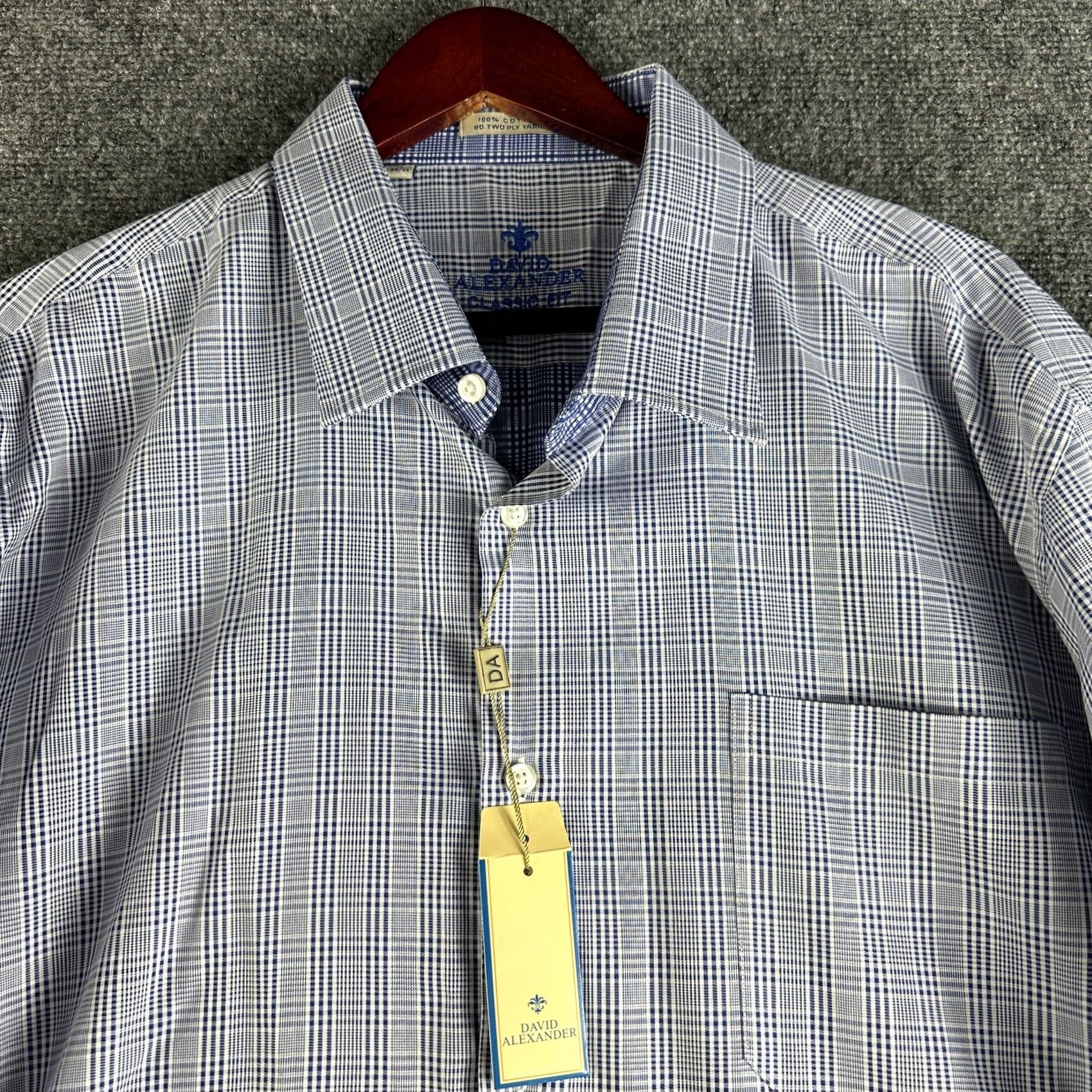 Vintage VINTAGE David Alexander Shirt Mens 18 Blue Plaid Cotton Long Sleeve Classic Fit Easy Care NEW Size US XXL / EU 58 / 5 - 3 Thumbnail