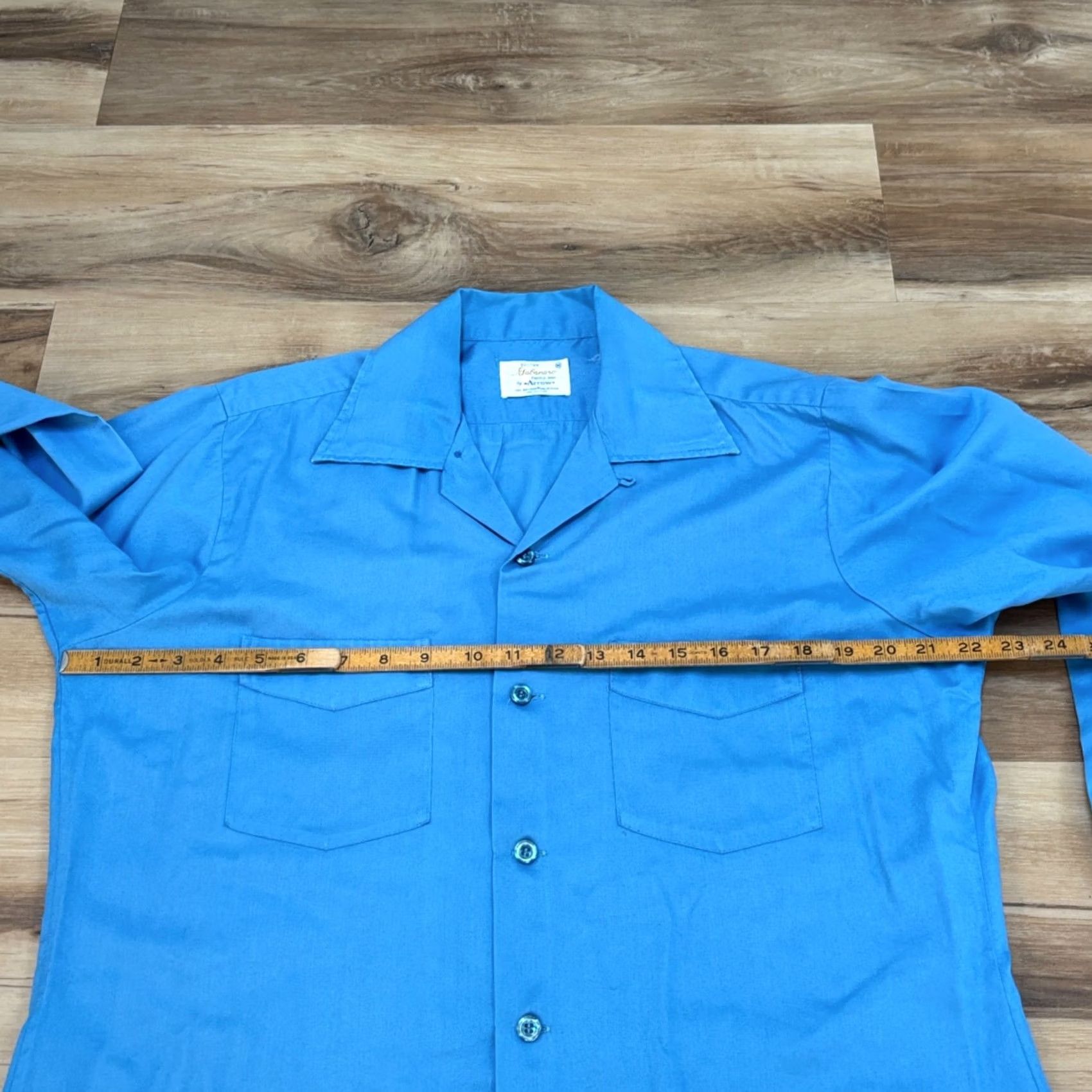 Arrow VINTAGE Arrow Gabardine Shirt Mens M Blue Sailor Collar Board Shirt Long Sleeve Casual/Formal Regular Fit Size US M / EU 48-50 / 2 - 7 Thumbnail