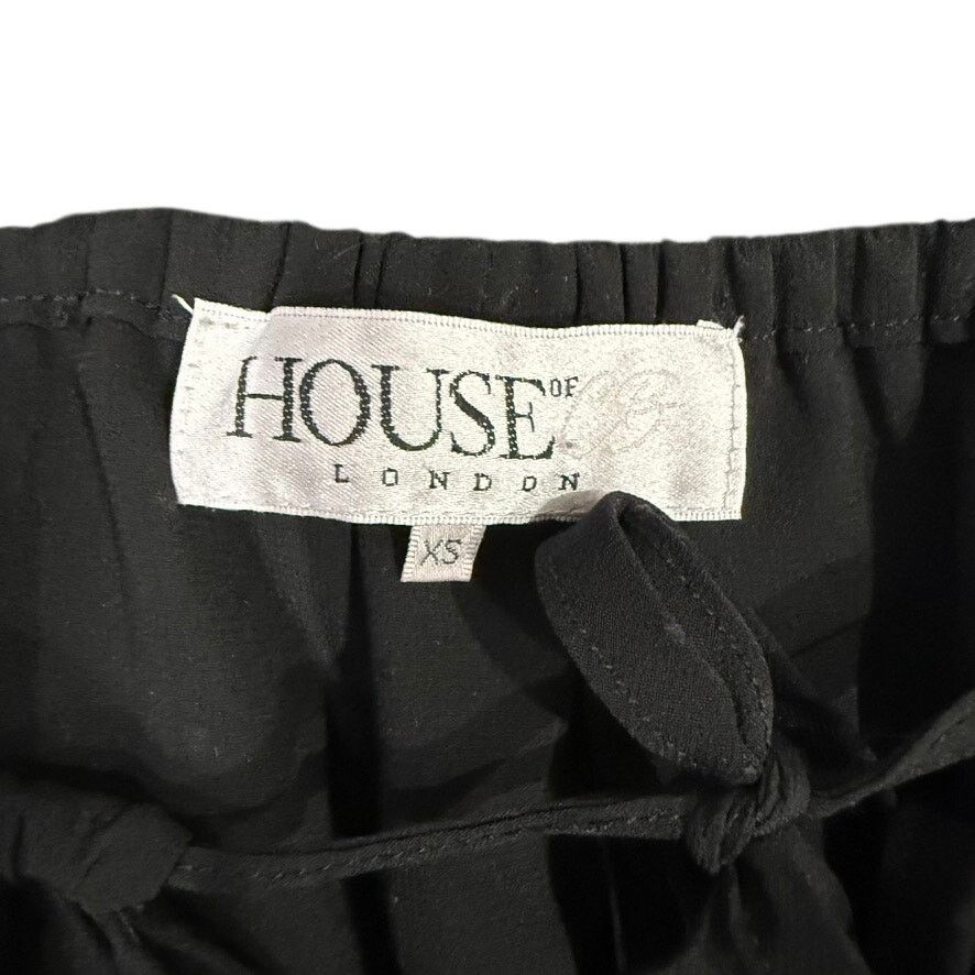 House of CB Black Spot Ruffled Chiffon Playsuit in Black