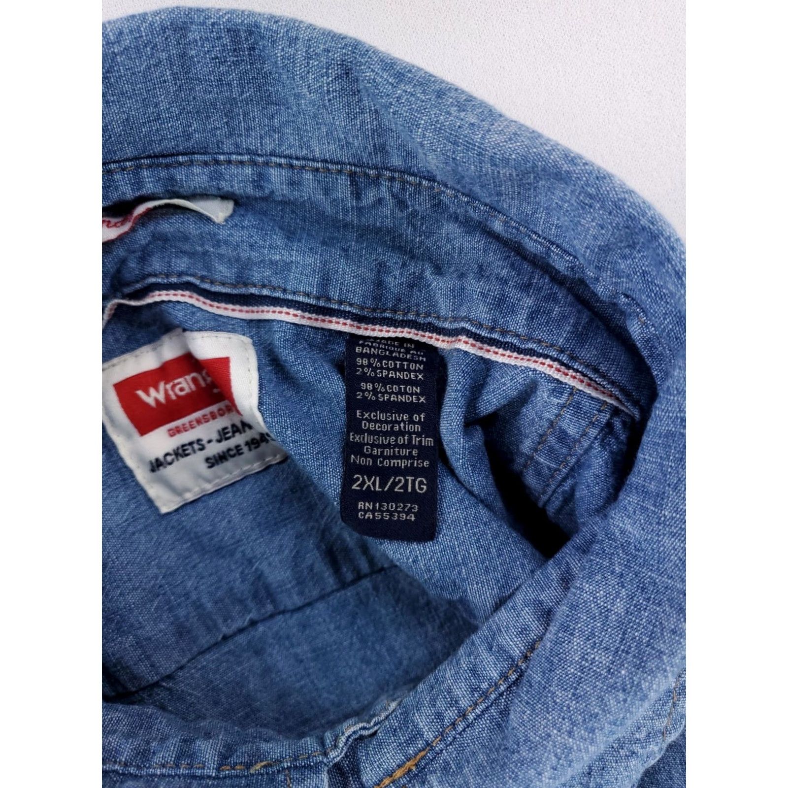 Wrangler Wrangler Denim Pearl Snap Shirt Western Blue Long Sleeve Mens XXL Shirt Size US XXL / EU 58 / 5 - 3 Thumbnail