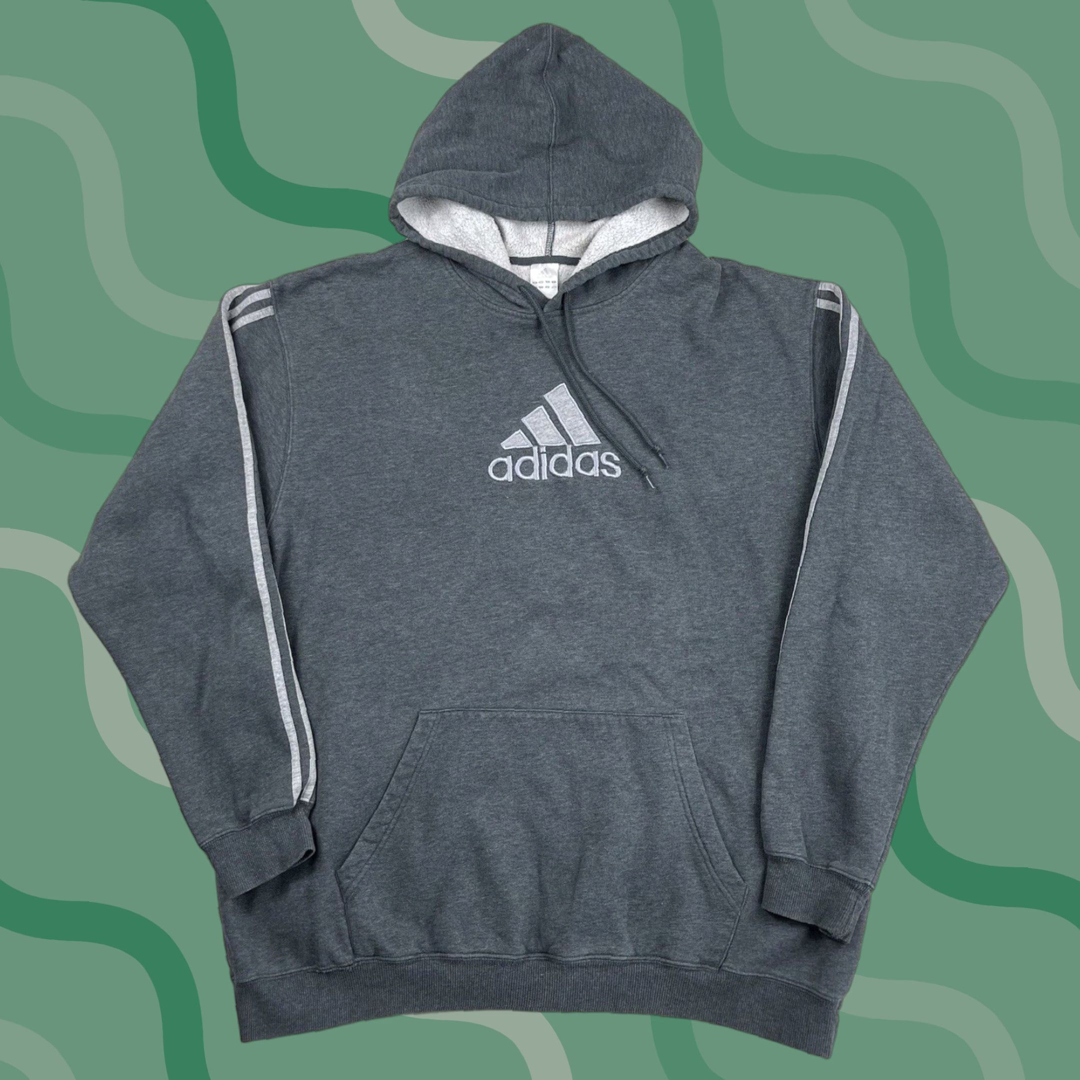 Adidas VINTAGE Adidas Hoodie Sweatshirt Men XL Gray Pullover 3 Stripes Trefoil Logo 80s 90s Sports Track Jacket Hoodie Size US XL / EU 56 / 4 - 1 Thumbnail
