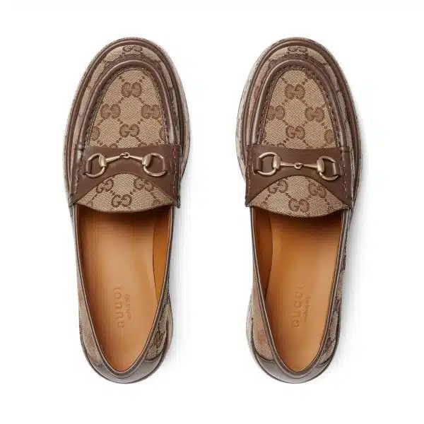 Gucci oc11z1025 Horsebit Wedge Loafers in Beige/Ebony Size US 9.5 / IT 39.5 - 4 Thumbnail