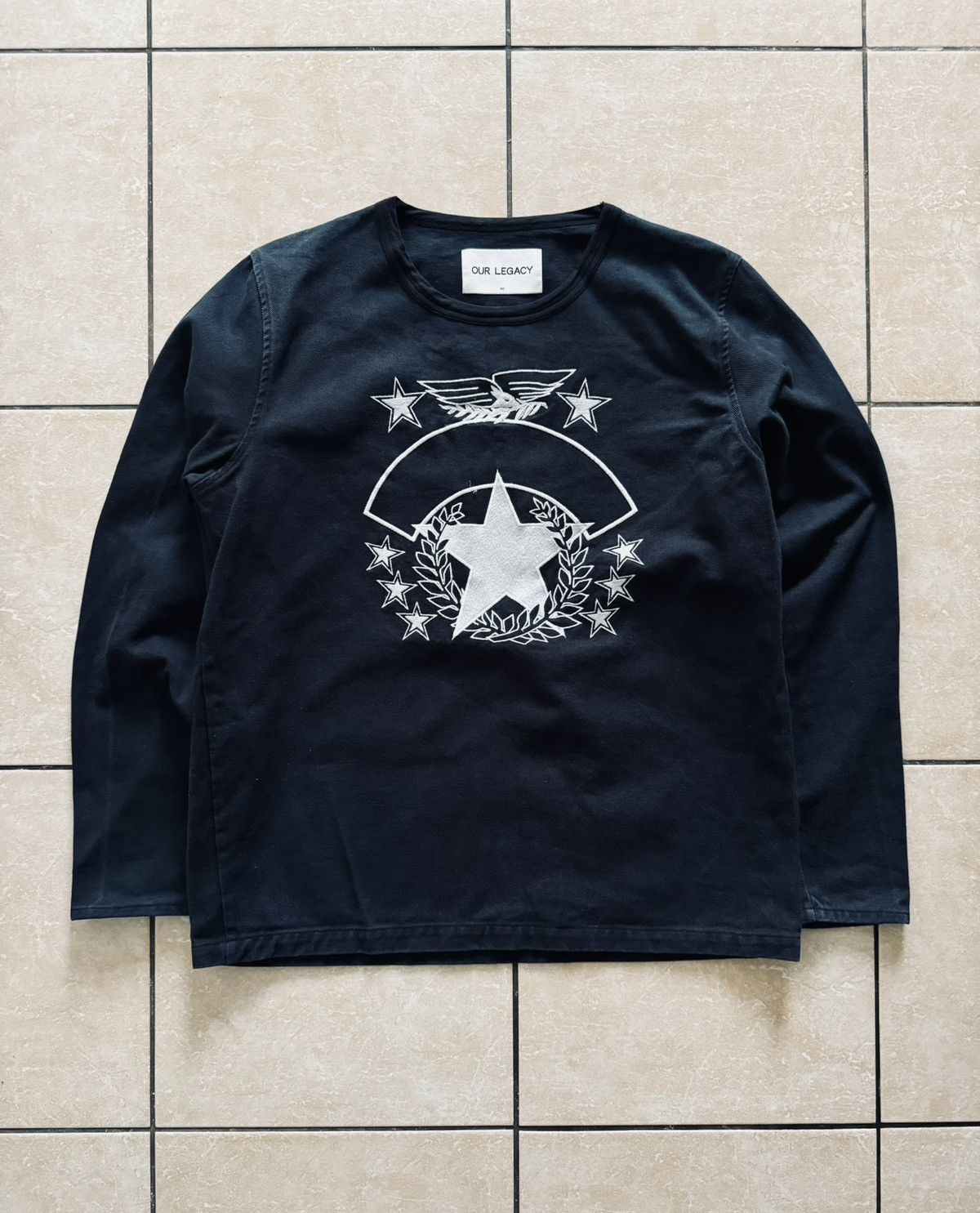 image of Vintage Our Legacy Denim Sweatshirt in Black, Men's (Size Medium)