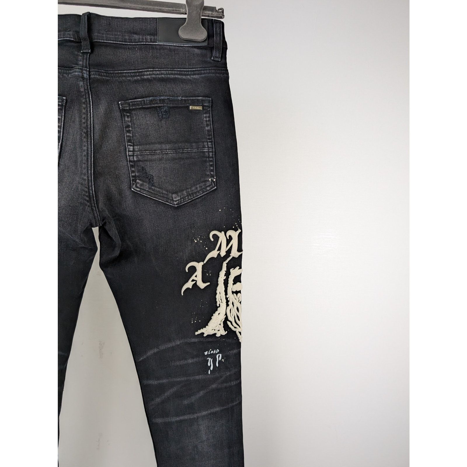 Amiri o1rshd1 Wes Lang Reaper Logo Jean in Aged Black Size US 33 - 12 Thumbnail