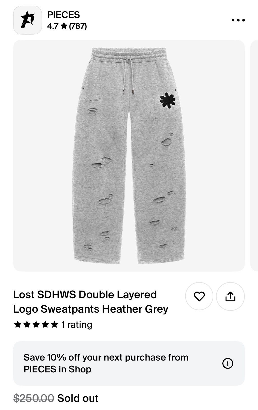 LOSTSHDWS Lost SDHWS Double Layered Logo Sweatpants Heather Grey Size US 33 - 1 Thumbnail