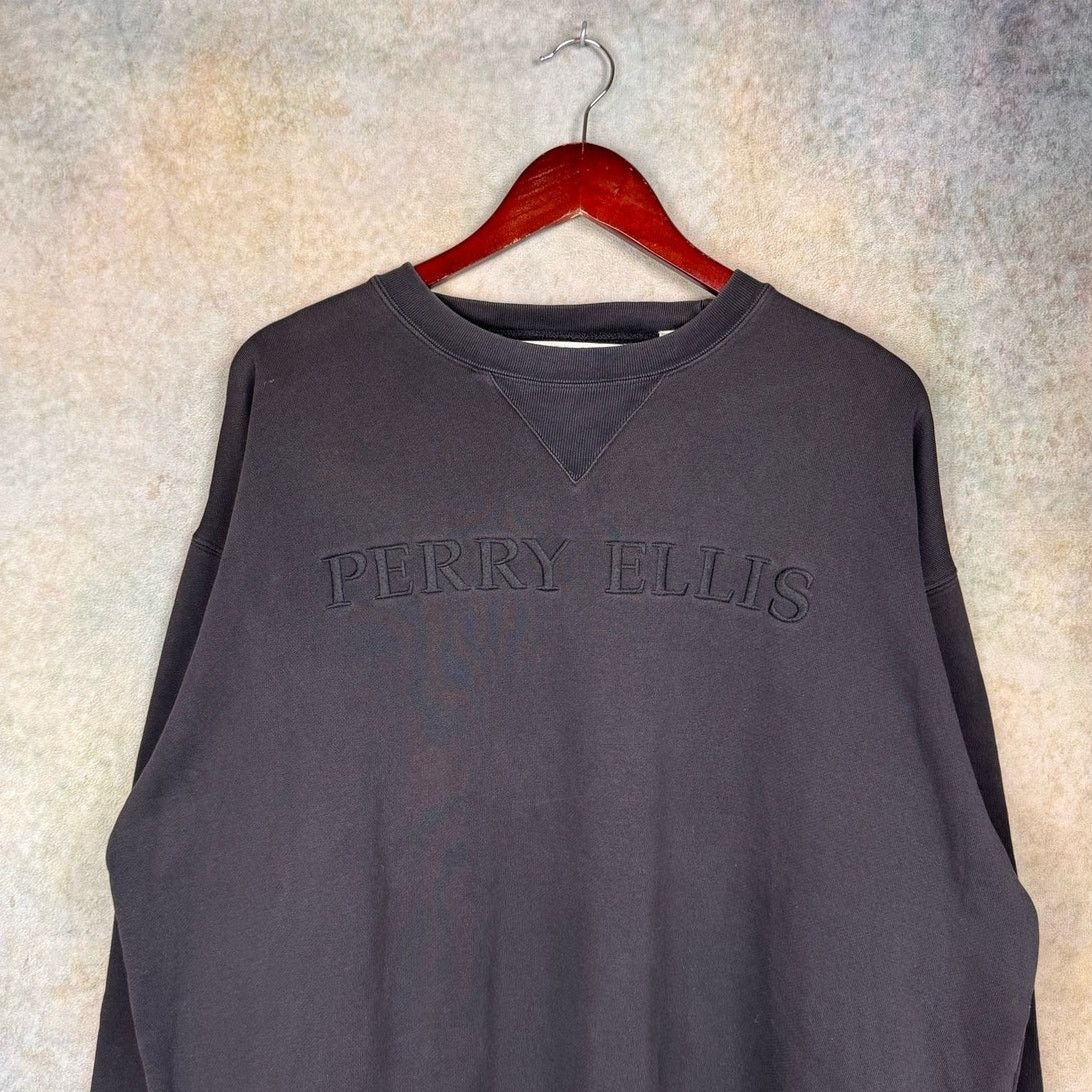 Perry Ellis × Vintage VTG 90s Perry Ellis Crewneck Sweatshirt Sz L Black Size US L / EU 52-54 / 3 - 2 Thumbnail