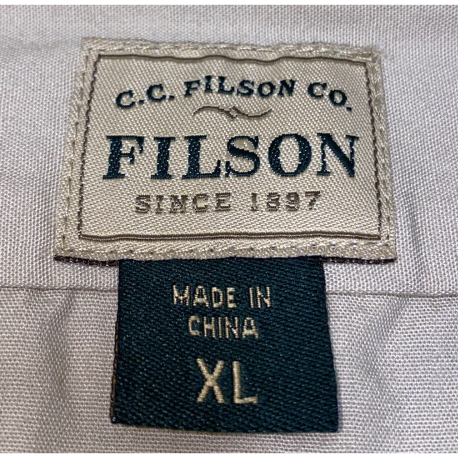 Filson CC FILSON Shirt Womens XL Beige Cotton Short Sleeve Button Front Shirt Size XL Women Basic Casual Button-Up Front Blouse Textile (No N/A) Size XL / US 12-14 / IT 48-50 - 6 Thumbnail