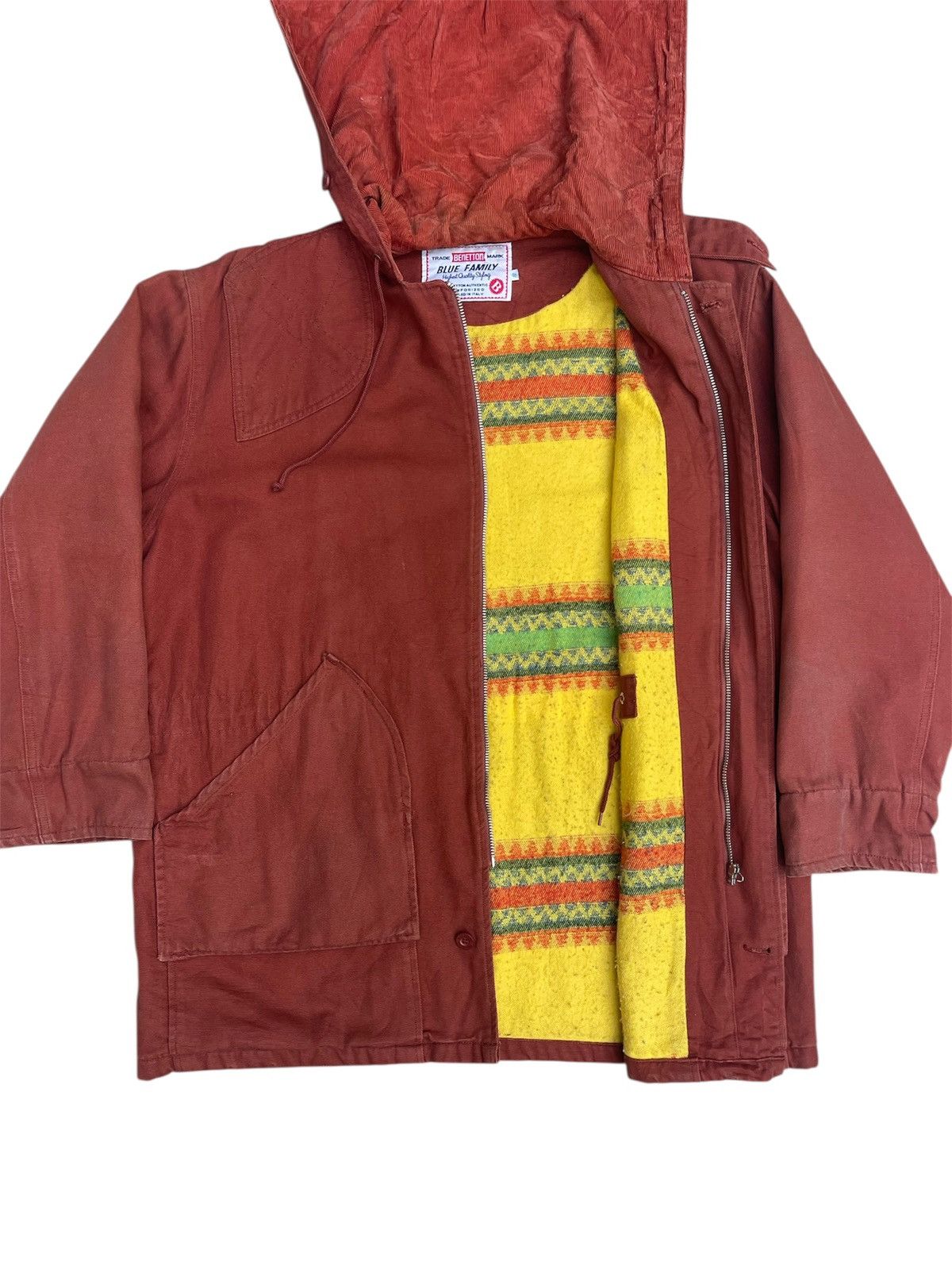Benetton Benetton Sanforized Red Hooded Jacket – Colorful Knit Lining Size US L / EU 52-54 / 3 - 4 Thumbnail