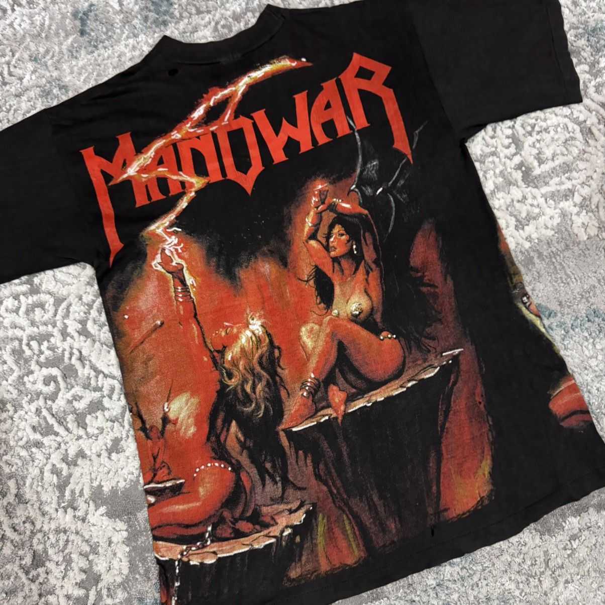 Band Tees Vintage 1995 Manowar Euro Tee T - Shirt AOP 90s Size US L / EU 52-54 / 3 - 4 Thumbnail