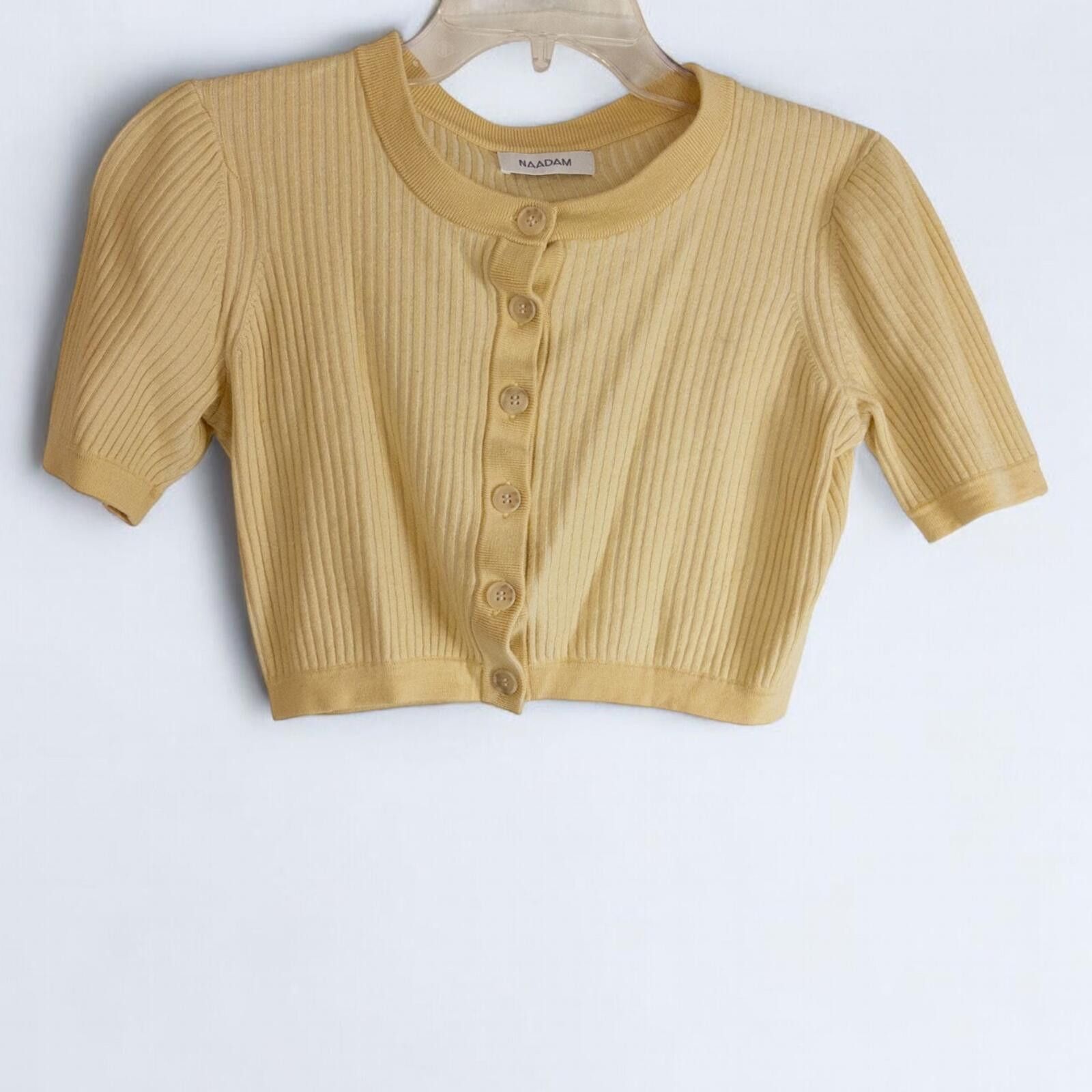 NAADAM Naadam Yellow Cropped Cardigan Top Womens Medium Size M / US 6-8 / IT 42-44 - 3 Thumbnail