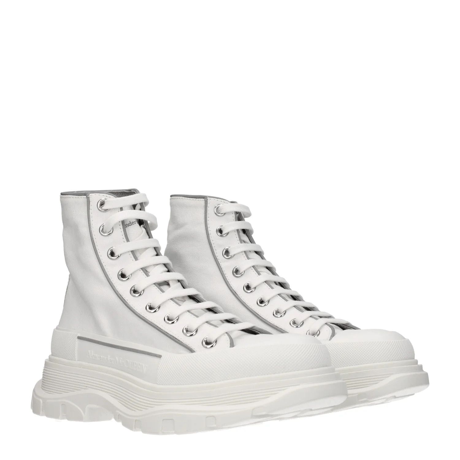Alexander McQueen ob1o1e0225 Fabric Hi-Top Sneakers in White Size US 7 / EU 40 - 2 Thumbnail