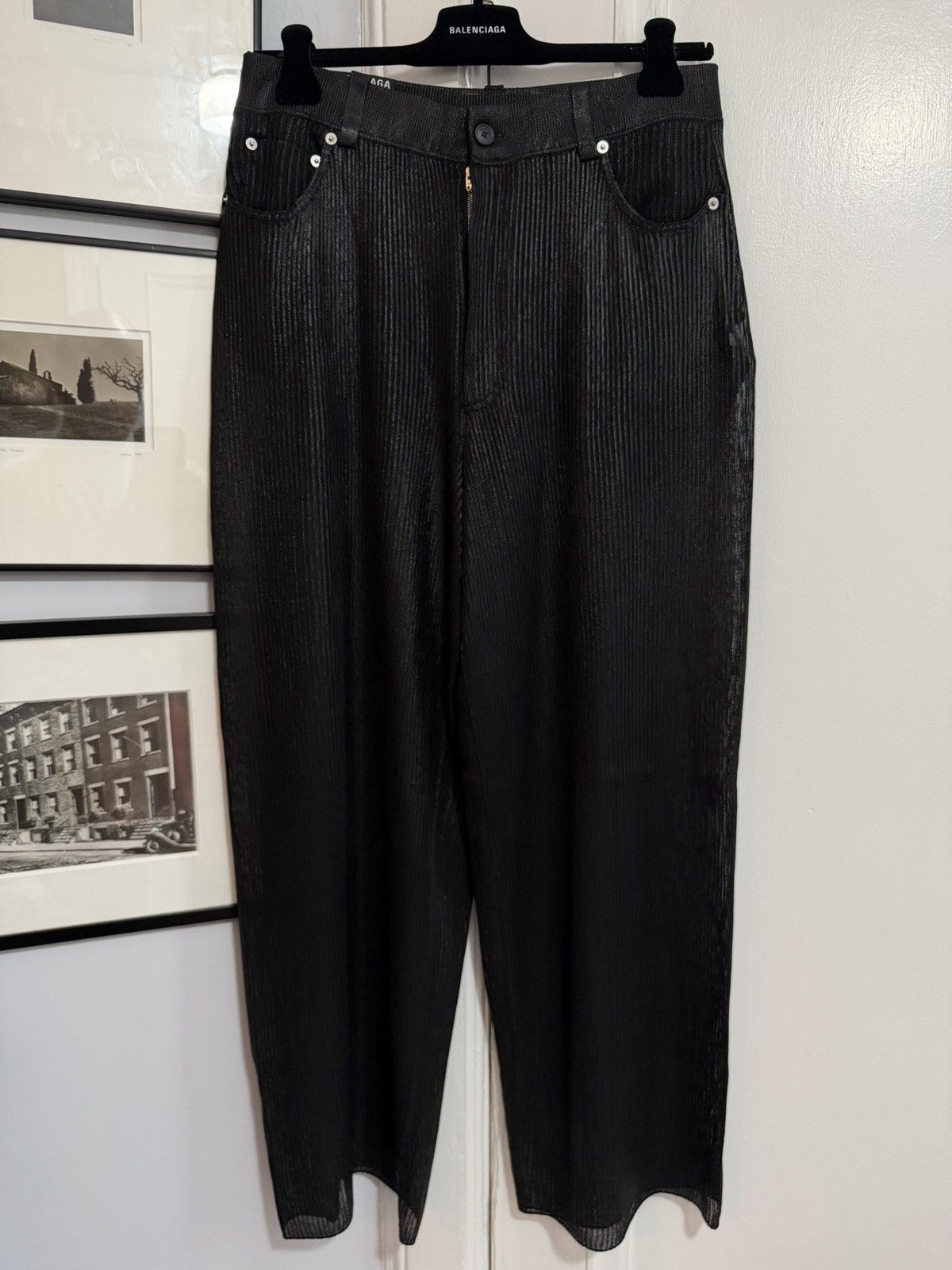 Balenciaga Fall 23 Rubberized Rib Knit Baggy Pant [S] Size US 30 / EU 46 - 1 Thumbnail