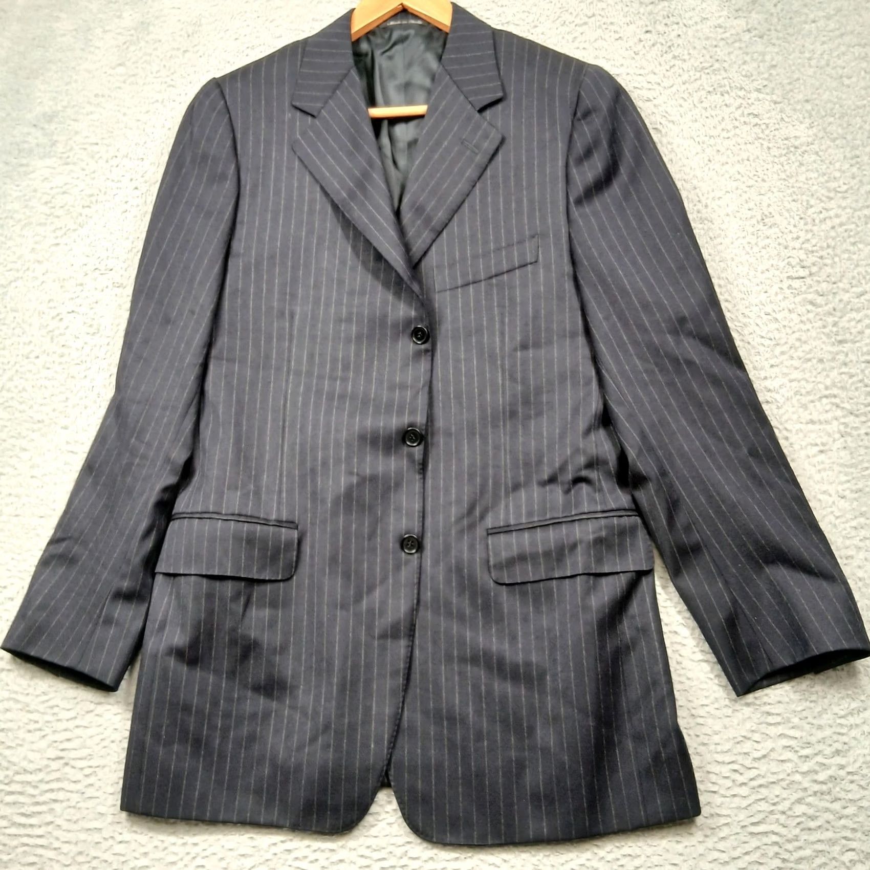 Canali Canali Suit Jacket Mens 40R Charcoal Pinstripe Wool Made in Italy 3-Button Lined Size 40R - 2 Thumbnail