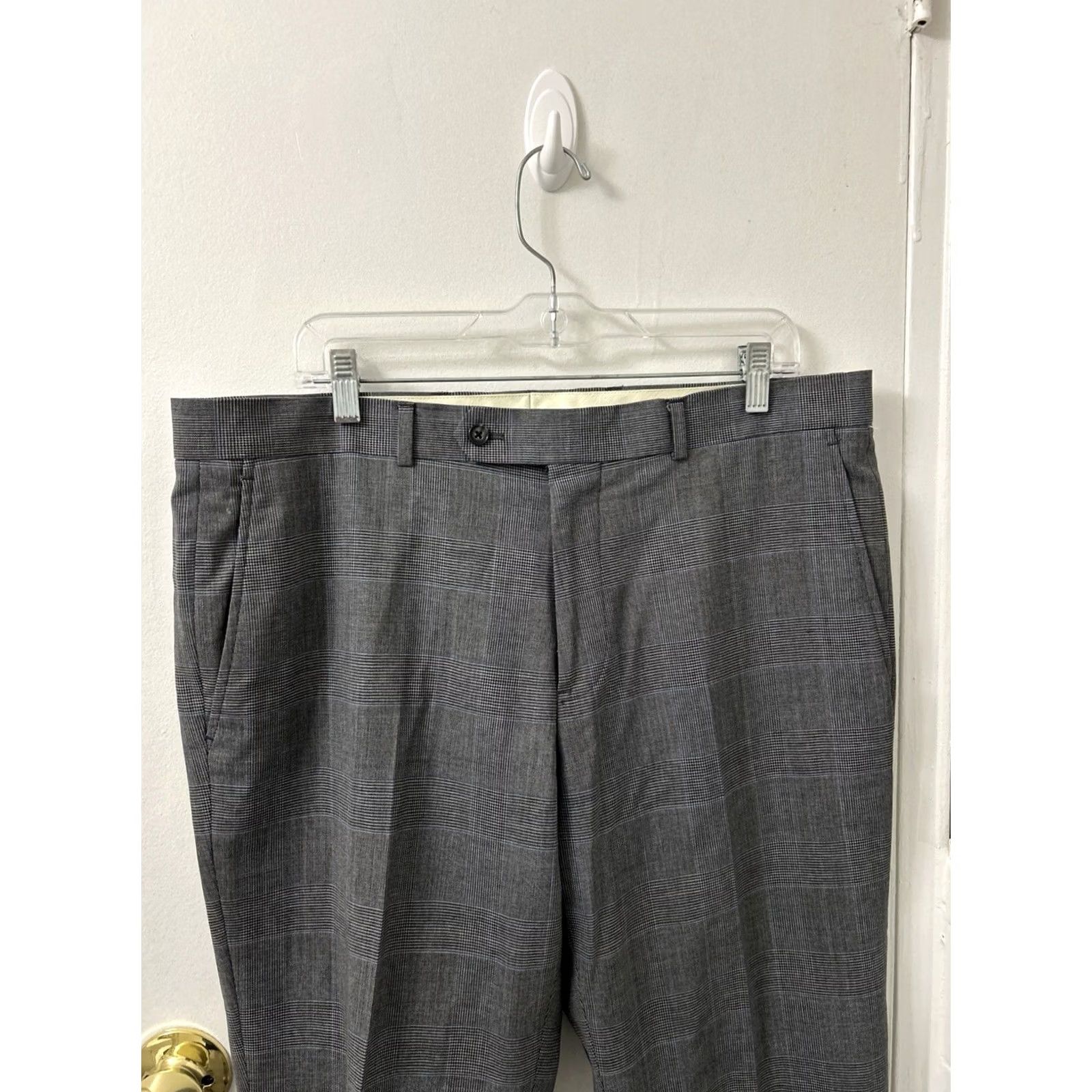 Brooks Brothers Brooks Brothers Pants Mens 36x26 Gray Explorer Collection Houndstooth Plaid Dress Pants Tweed Front Flat Front Button Zip Size US 36 / EU 52 - 2 Thumbnail