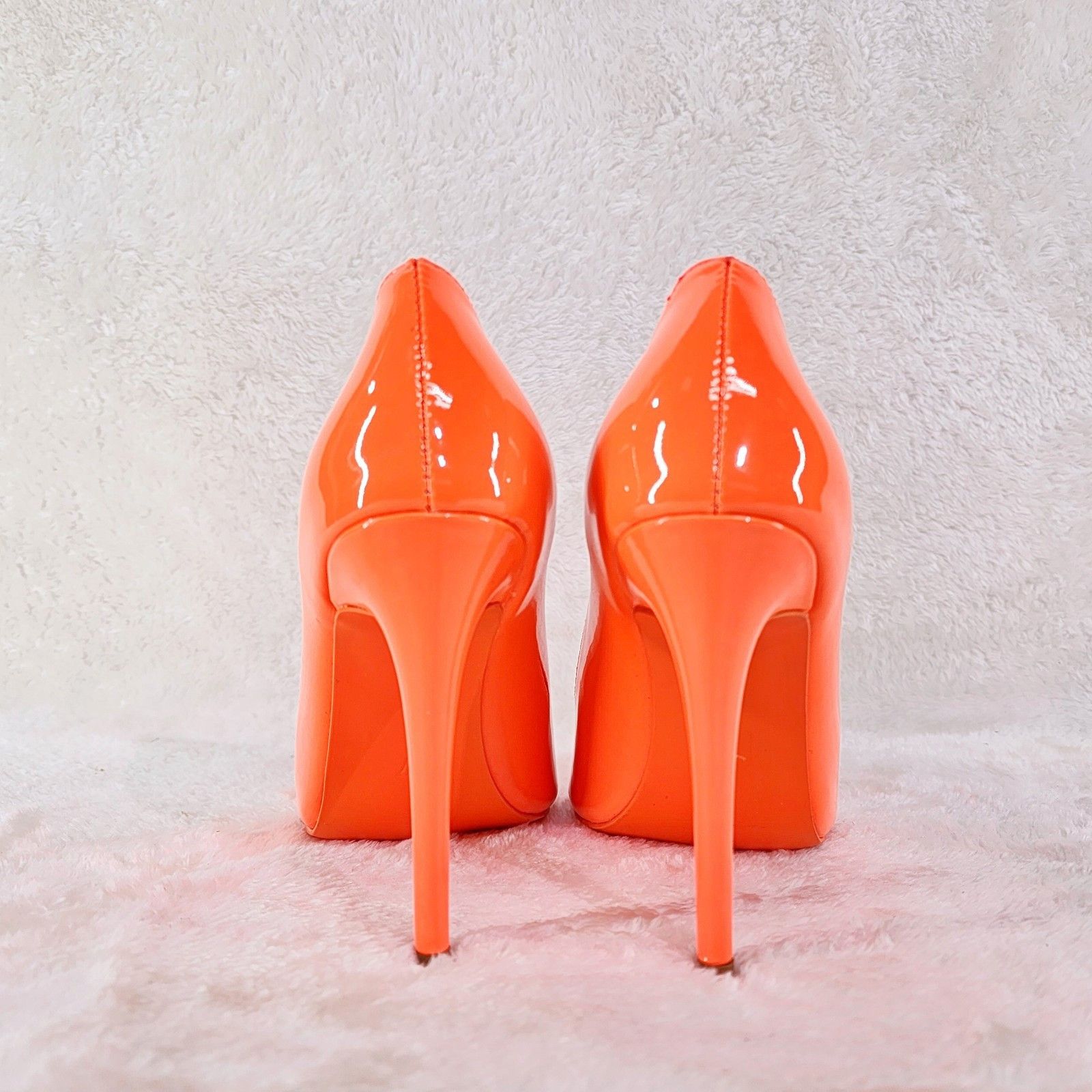 Other Fabio Neon Orange Patent 4" High Heel Shoes Pointy Toe Pump Size US 9 / IT 39 - 3 Thumbnail