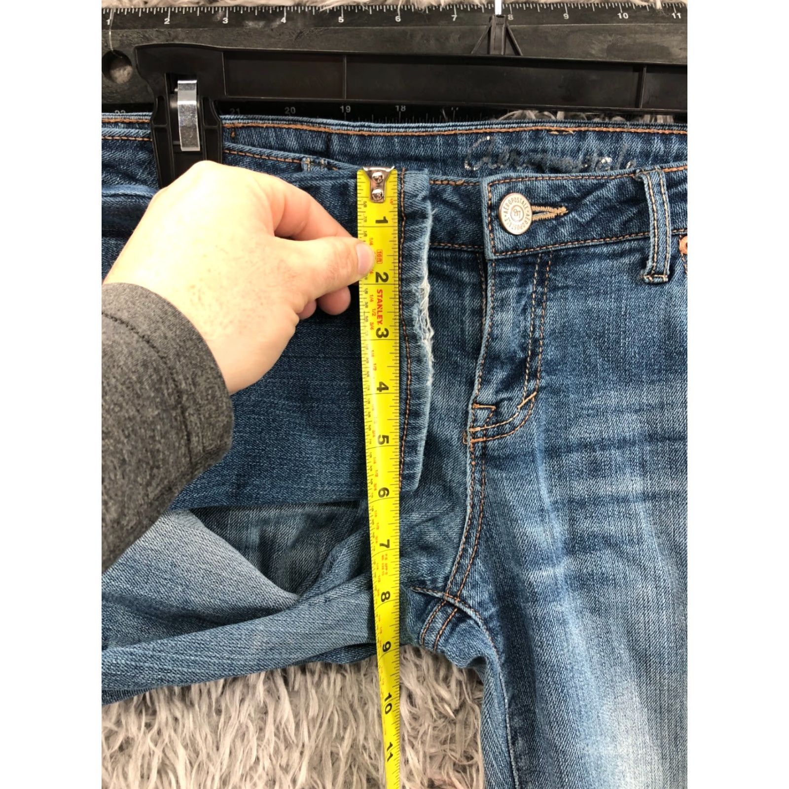 Vintage Aéropostale Bayla Skinny Jeans Short Womens Size 6 Medium Wash Blue Size 28" / US 6 / IT 42 - 4 Thumbnail