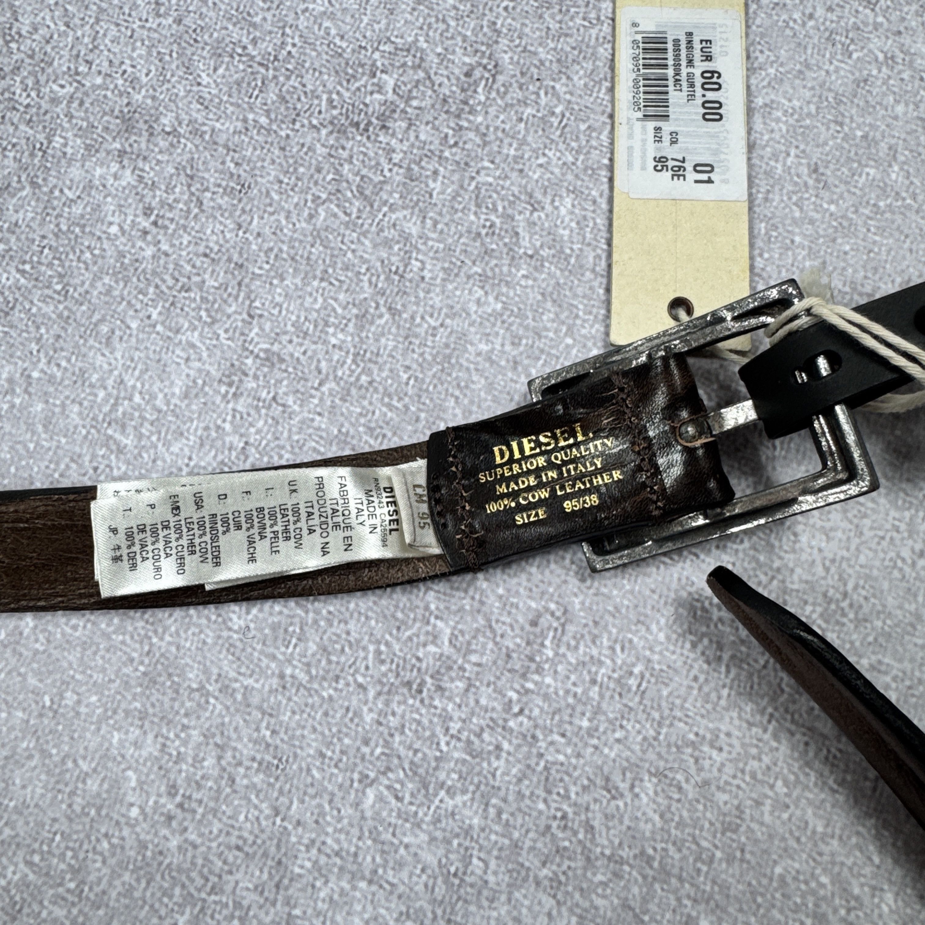 Diesel × Leather NEW DIESEL BINSIGNE GURTEL BROWN LEATHER BELT SIZE 95cm / 38 Size 38 - 5 Thumbnail