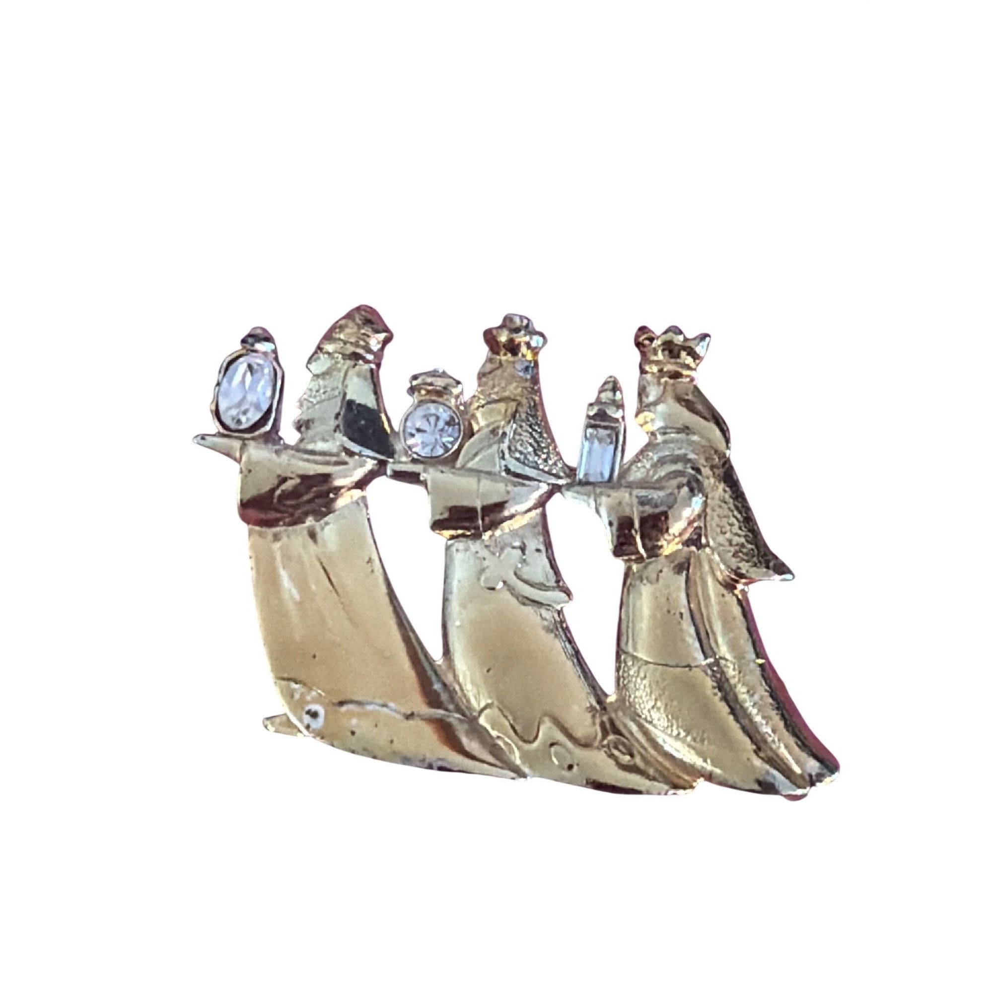 Other Vtg Three Wise Men Gold Tone Brooch Pin Danecraft Clear Rhin Size ONE SIZE - 1 Thumbnail