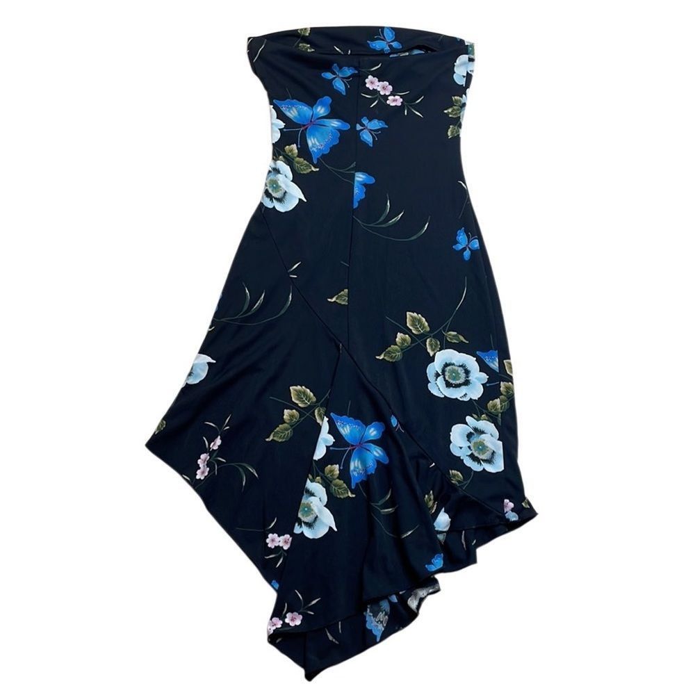 Vintage Y2K Vintage Hourglass Butterfly Floral Strapless Dress - Bla Size S / US 4 / IT 40 - 2 Thumbnail
