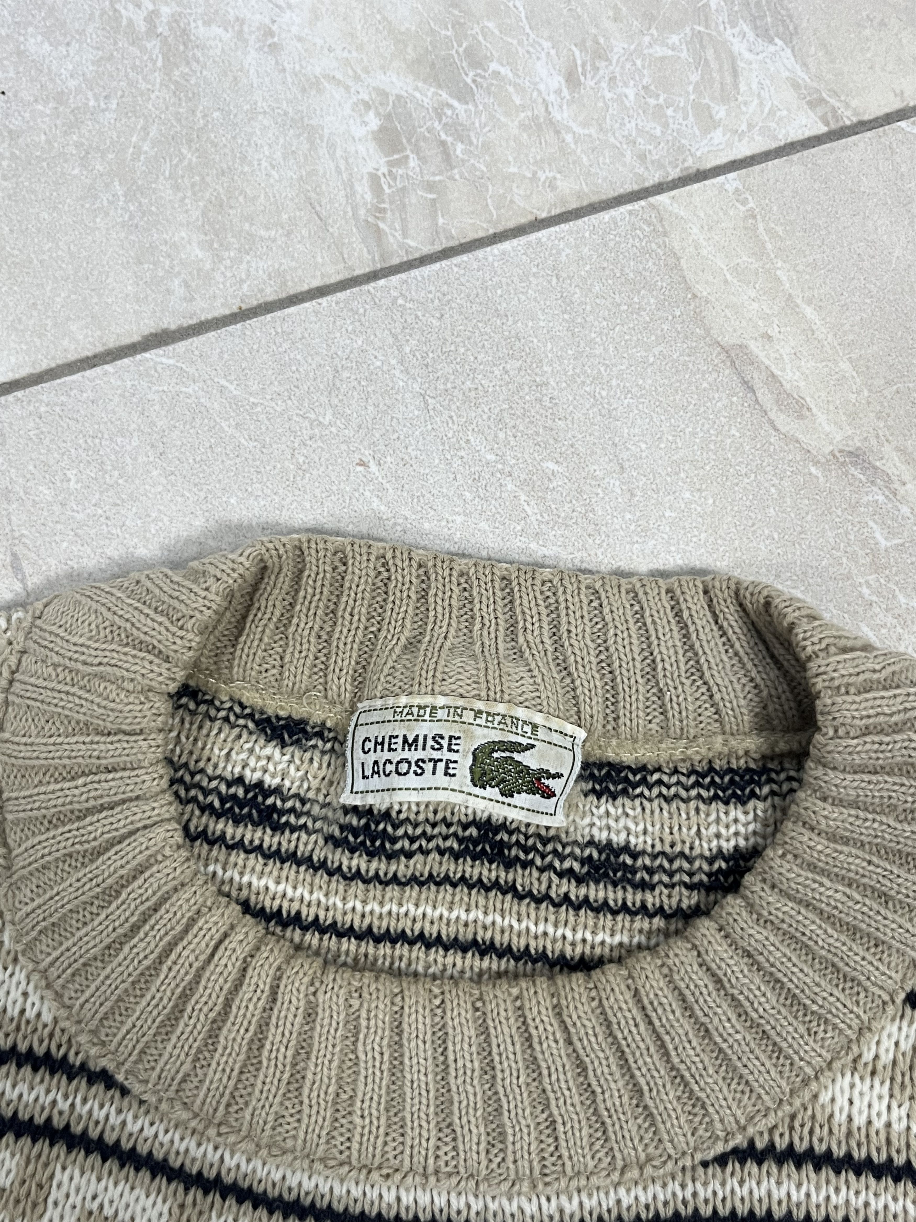Lacoste Vintage Knitwear Lacoste Monogram 00SS MADE IN FRANCE Beige Size US L / EU 52-54 / 3 - 6 Thumbnail