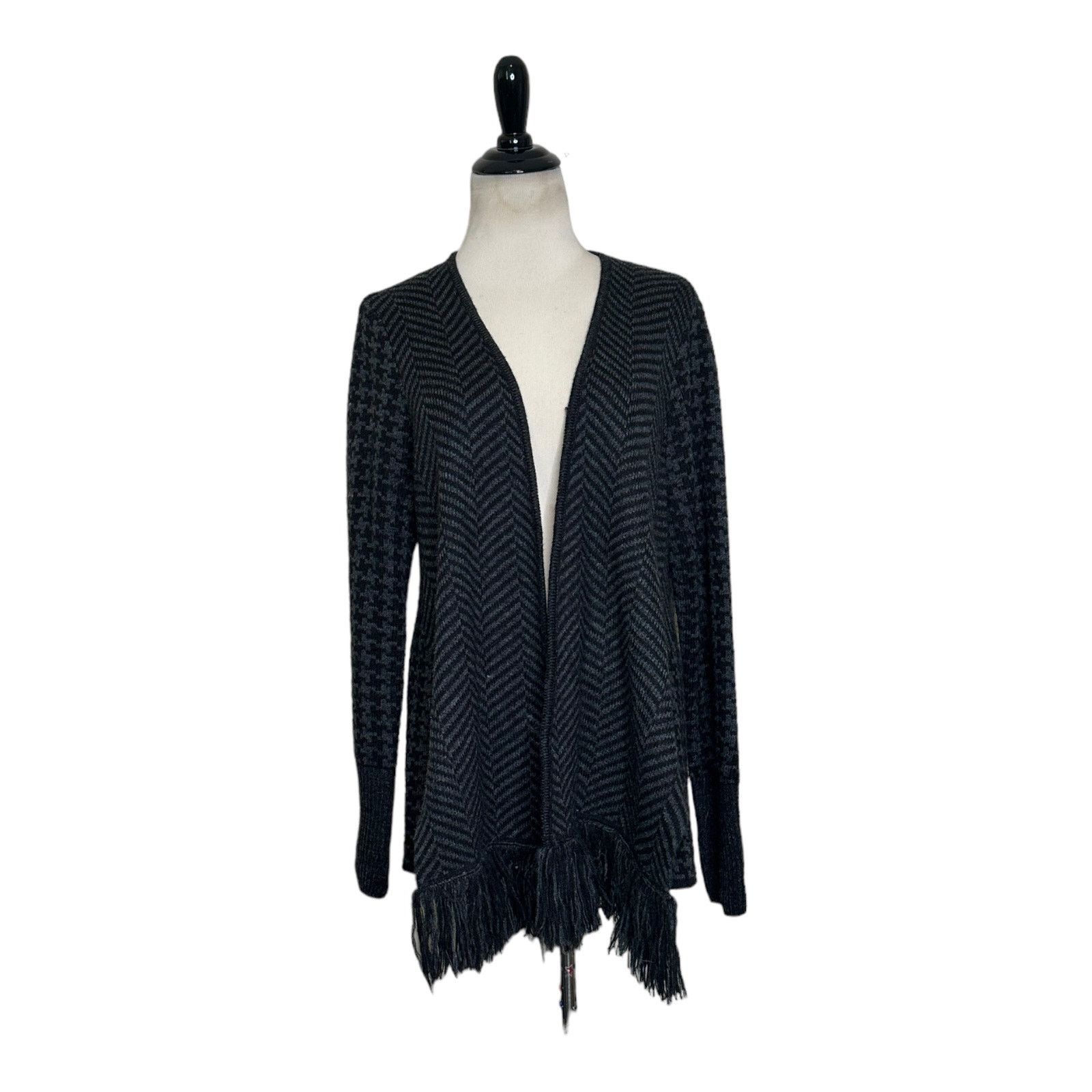 THAKOON Thakoon herringbone knit fringe cardigan sweater size Large Size L / US 10 / IT 46 - 10 Thumbnail