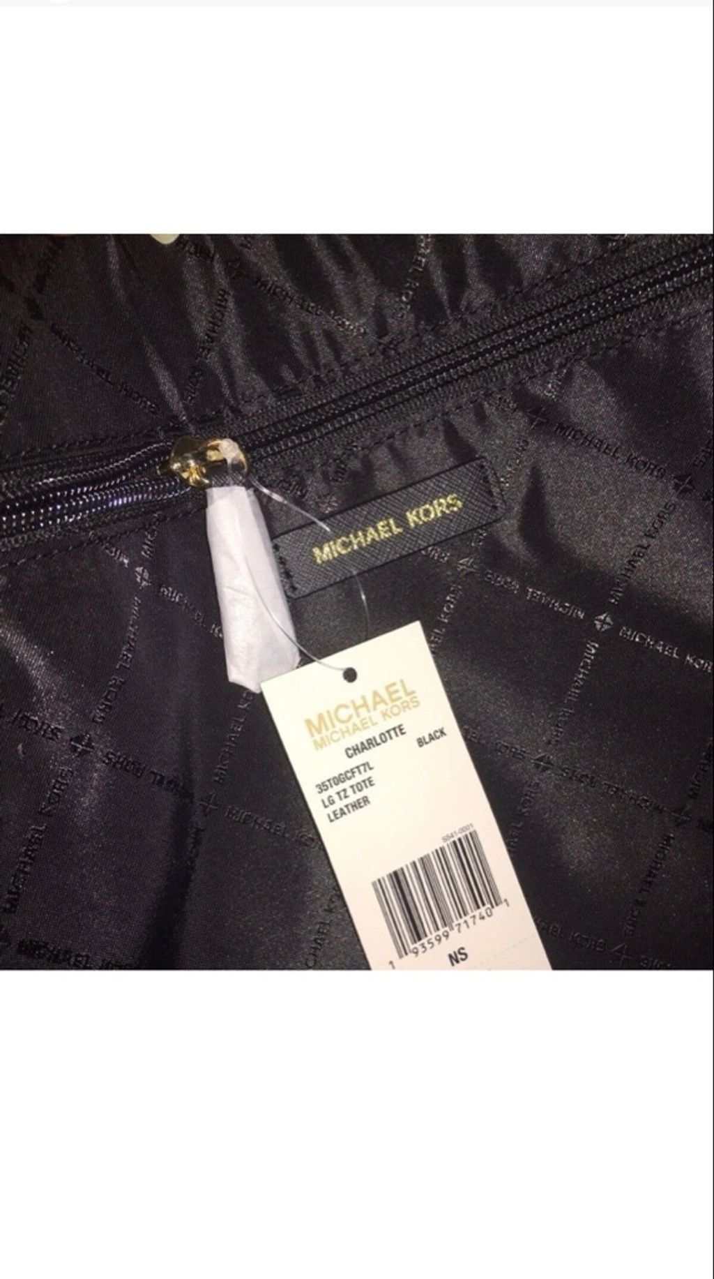 Michael Kors Michael Kors Charlotte Black Leather Large Zip Tote Bag Size ONE SIZE - 11 Thumbnail