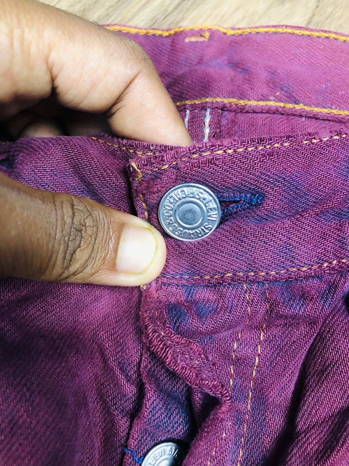 Levi's VINTAGE Levi's 501 USA Purple/Maroon Denim Button Fly (38) Size US 33 - 7 Thumbnail