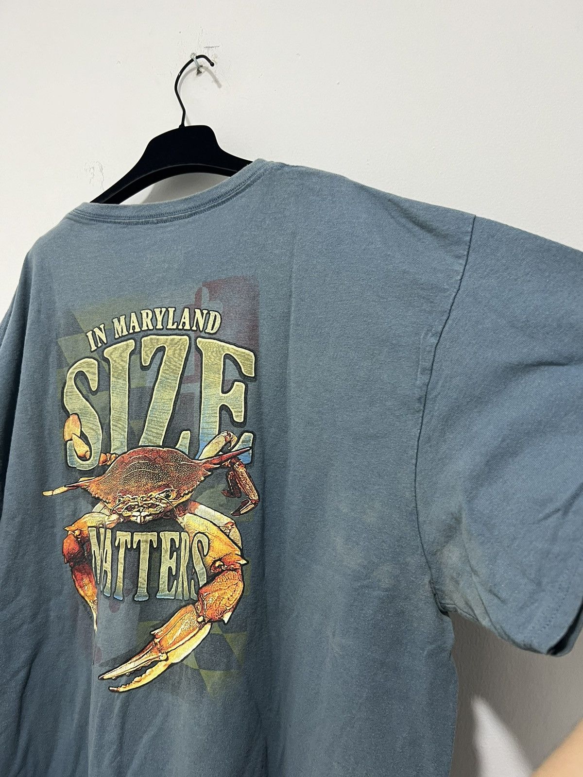 Image of Vintage Sun Fade Tee Shirt In Maryland Size Matter in Blue, Men's