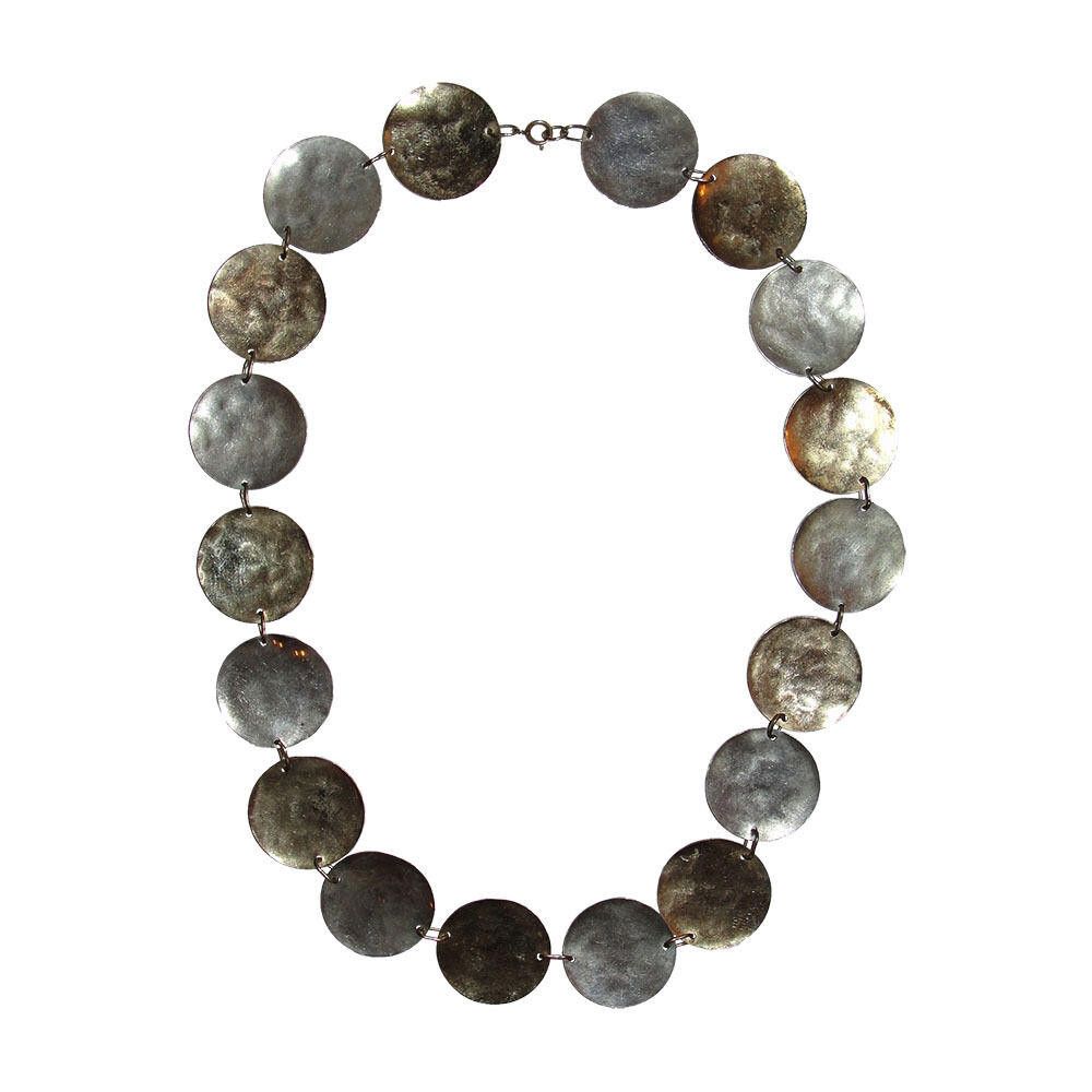 Designer Sterling and 12 kt Gold Filled Hammered Disc Coin Necklace Size ONE SIZE - 4 Thumbnail