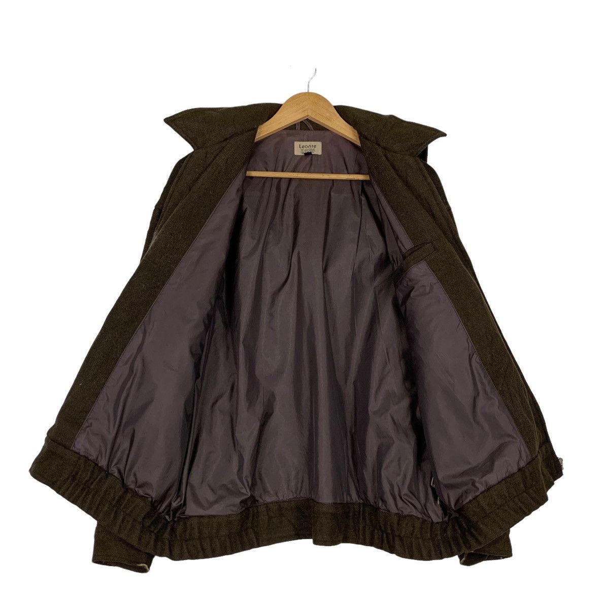 Japanese Brand LEONTE Olive Hooded Wool Bomber Jacket #1103-C50 Size US M / EU 48-50 / 2 - 11 Thumbnail