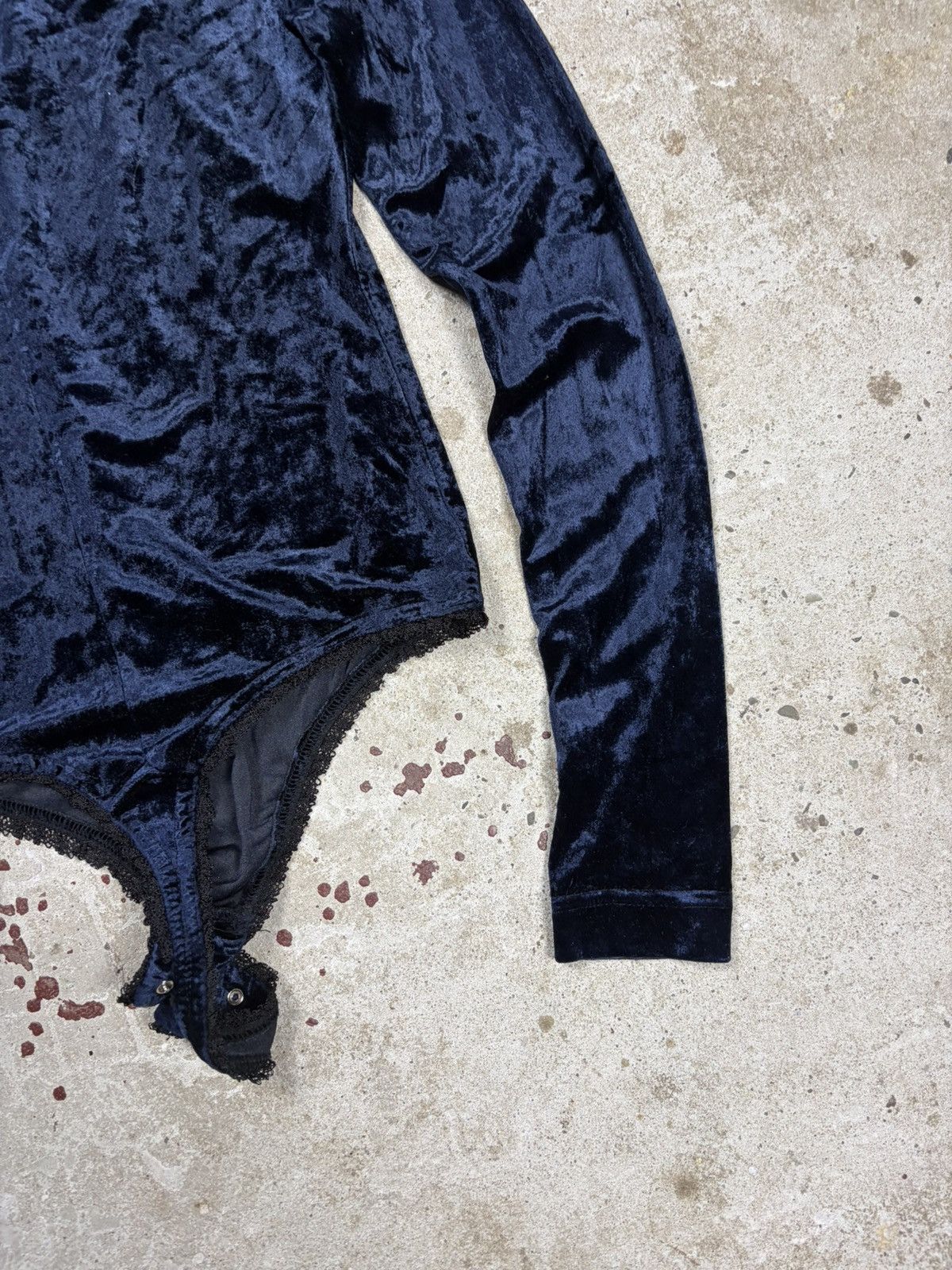 Jil Sander Vintage 90s Jil Sander + Navy Velvet V Neck Body Top Size M / US 6-8 / IT 42-44 - 13 Thumbnail