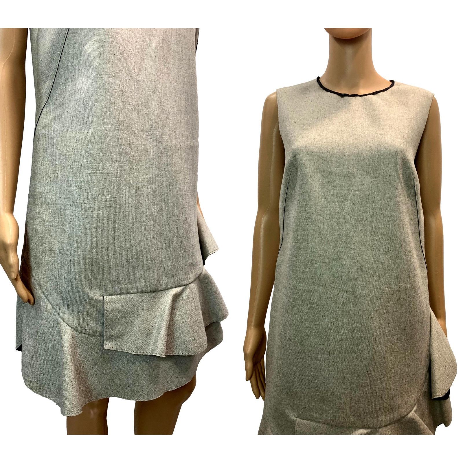 3.1 Phillip Lim 3.1 Phillip Lim Neutral Sleeveless Shift Dress w Flounce Hem Size M / US 6-8 / IT 42-44 - 8 Thumbnail
