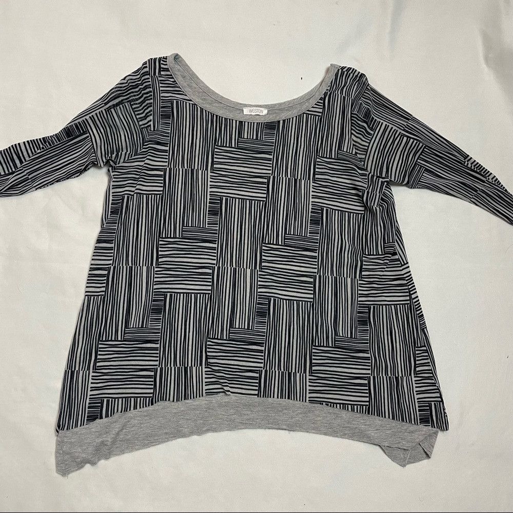 Anthropologie Anthropologie Weston Gray Black 3/4 Sleeve Layered Top Size Size M / US 6-8 / IT 42-44 - 5 Thumbnail