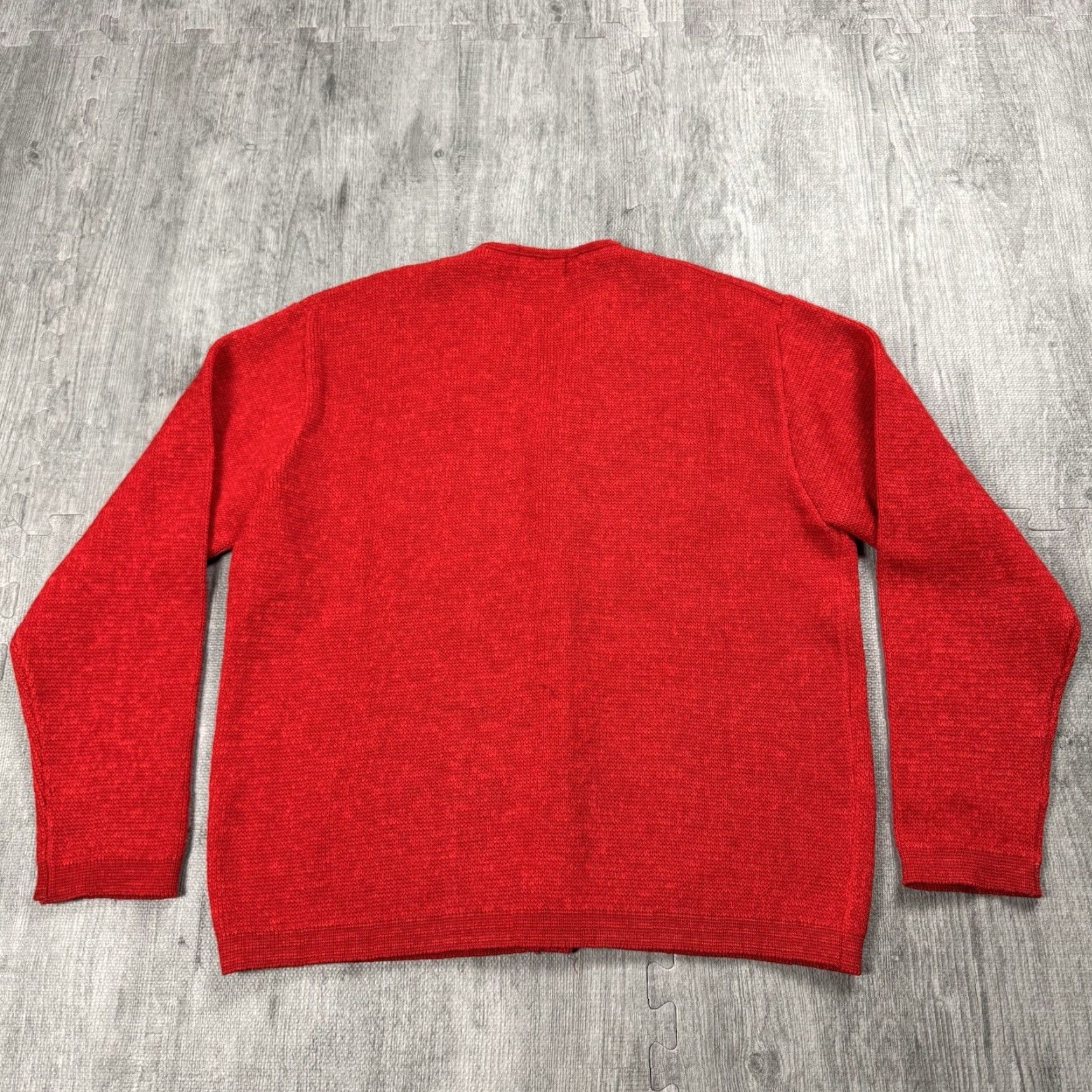 Barker VINTAGE BARKER'S Men Wool Heavyweight V-Neck Button Cardigan Sweater 50s Red Fall Winter Casual Size US L / EU 52-54 / 3 - 8 Thumbnail