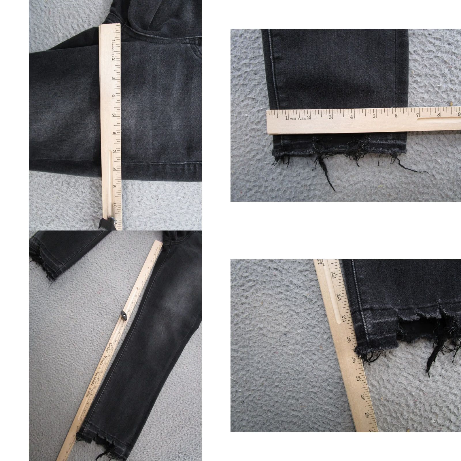 Vintage Mica Los Angeles Women's Black Stretch Denim High Rise Raw Hem Jeans Size 25 Size 42" / US 20 - 8 Thumbnail